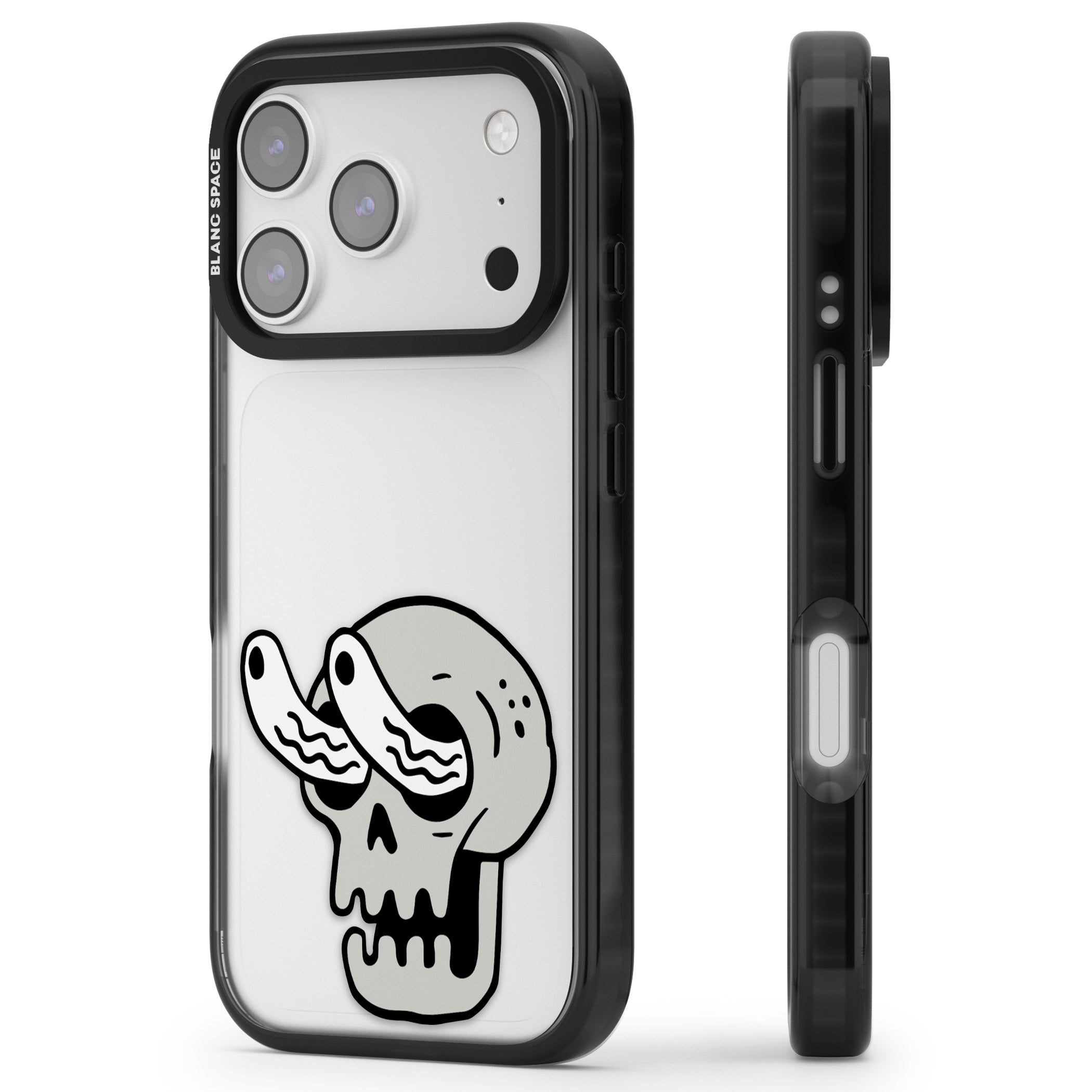 Skull Eyes iPhone 17 Pro Impact Black Phone Case Side Profile