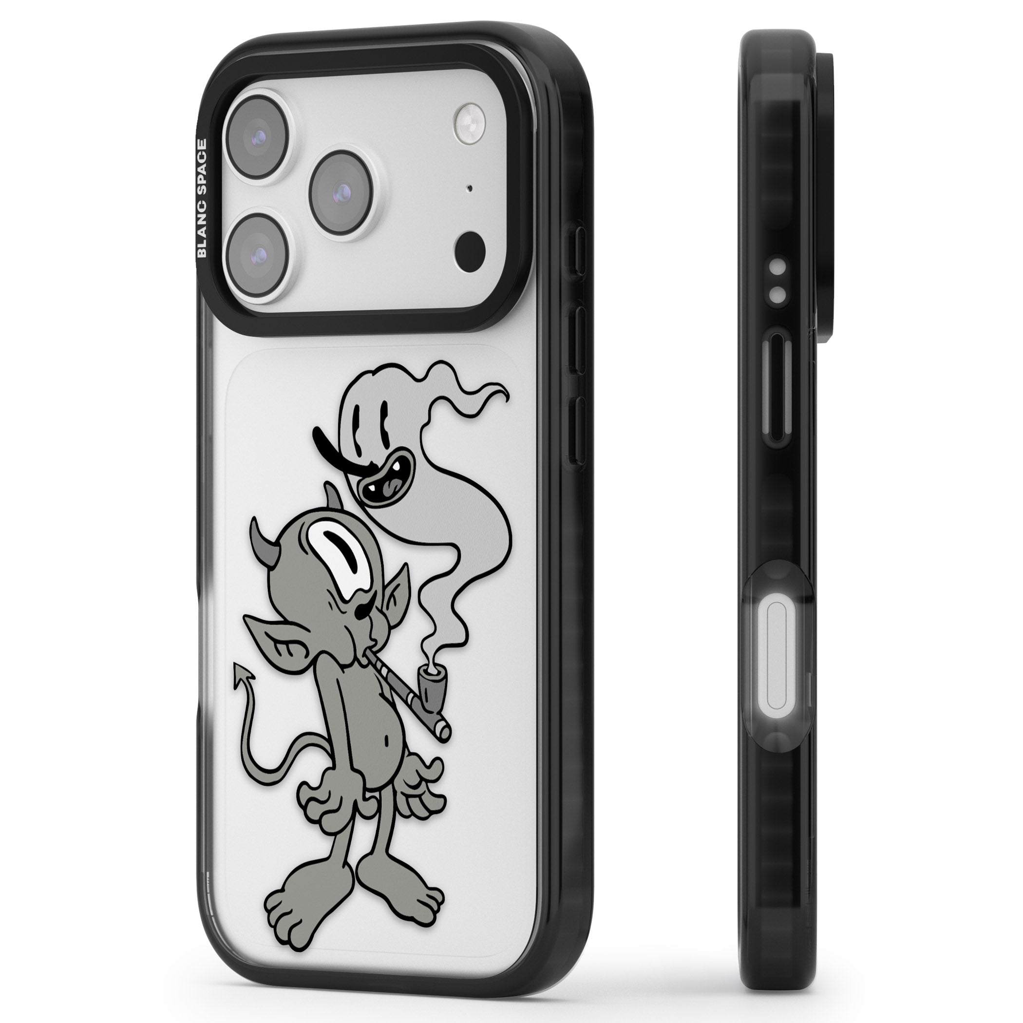Pipe Goblin iPhone 17 Pro Impact Black Phone Case Side Profile