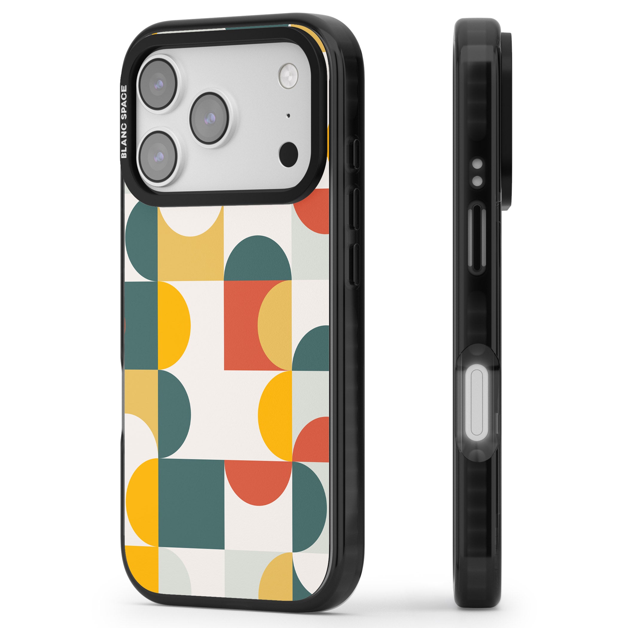 Retro Color Blocks iPhone 17 Pro Impact Black Phone Case Side Profile