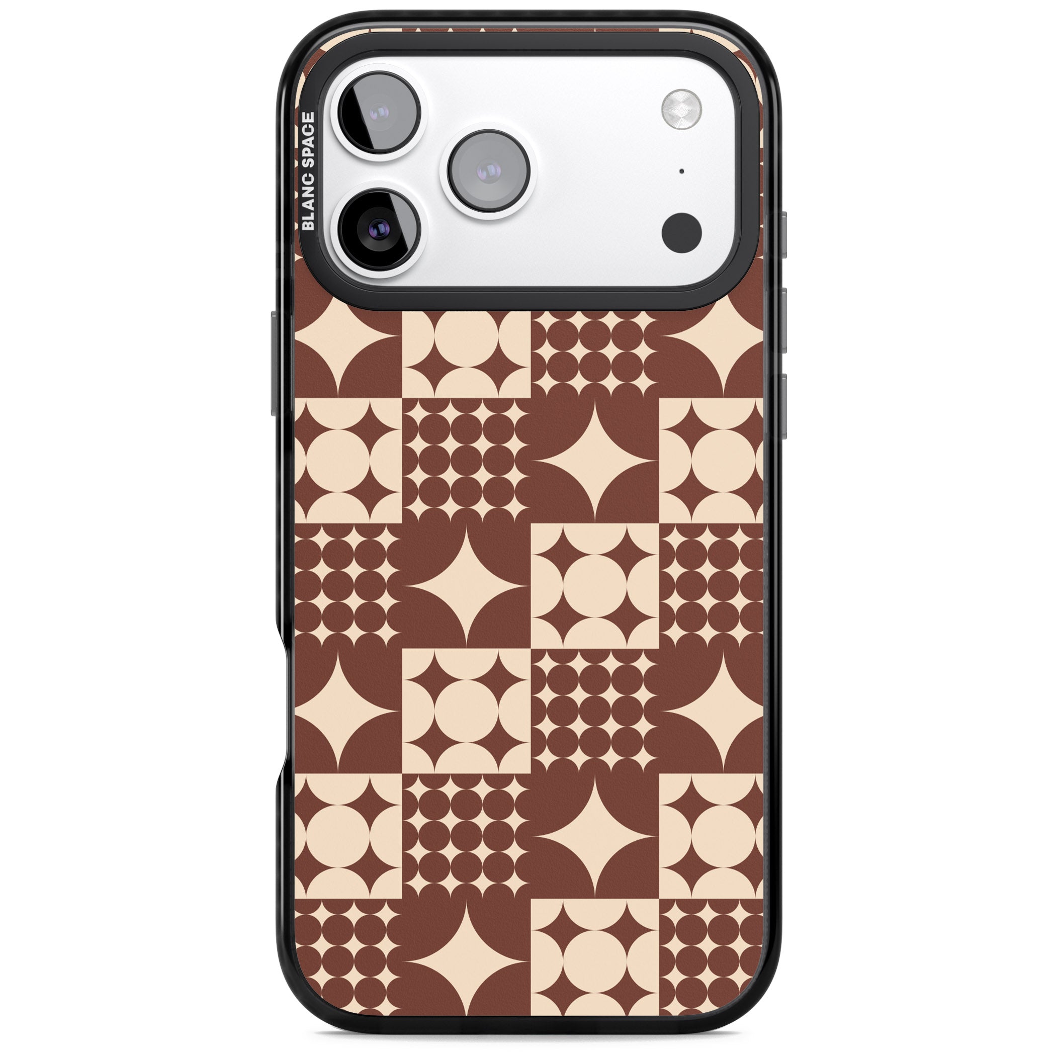 Mid Century Brown Checked iPhone 17 Pro Max Impact Black Phone Case