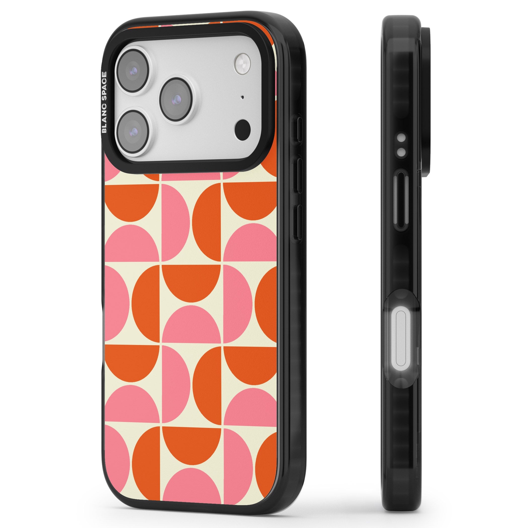 Retro Half Circle Pattern iPhone 17 Pro Impact Black Phone Case Side Profile