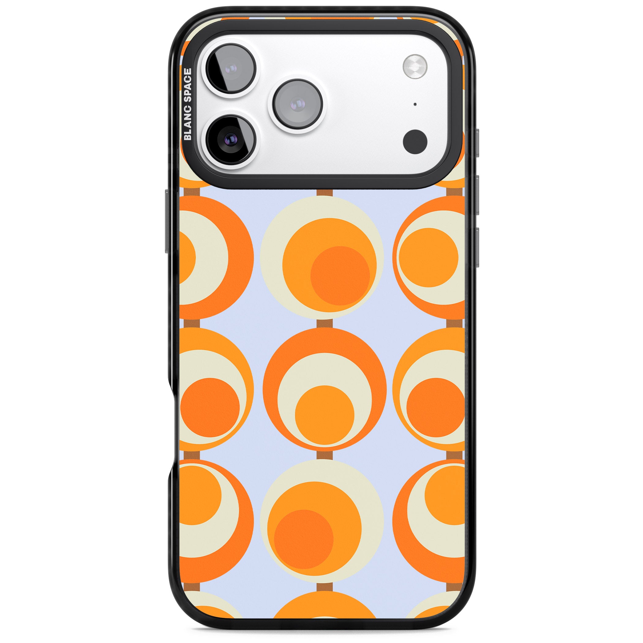 Mid Century Blue Orange Pattern iPhone 17 Pro Impact Black Phone Case