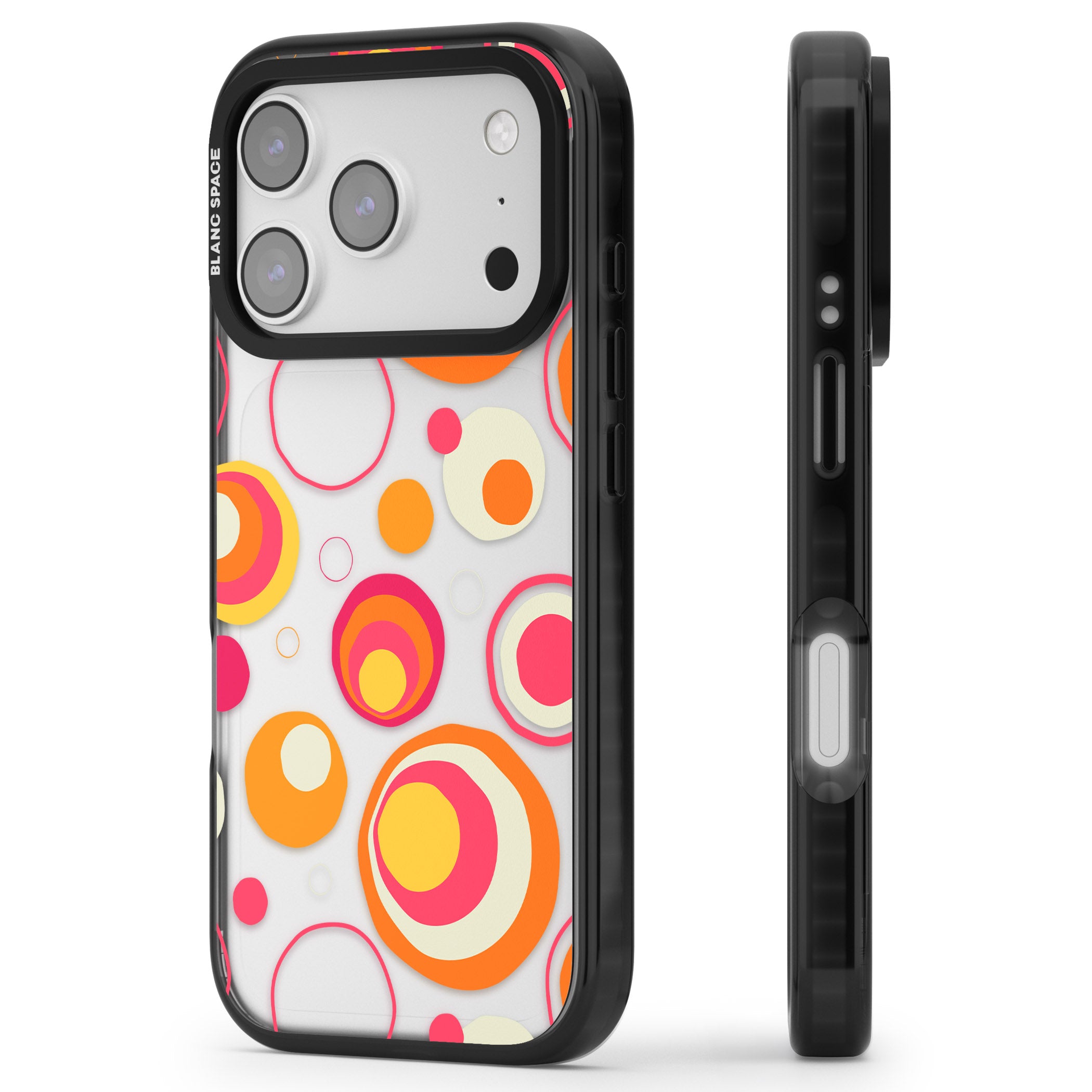 Mid Century Party Pattern iPhone 17 Pro Impact Black Phone Case Side Profile