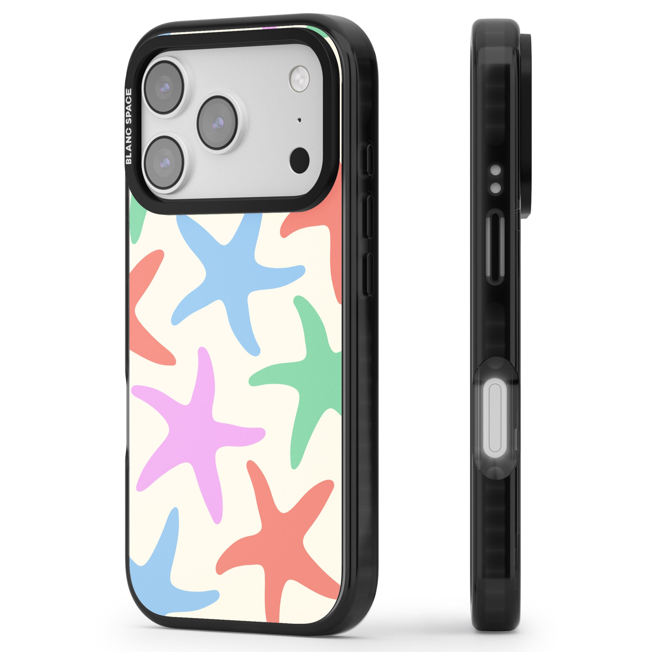 Pastel Starfish iPhone 17 Pro Max Impact Black Phone Case Side Profile