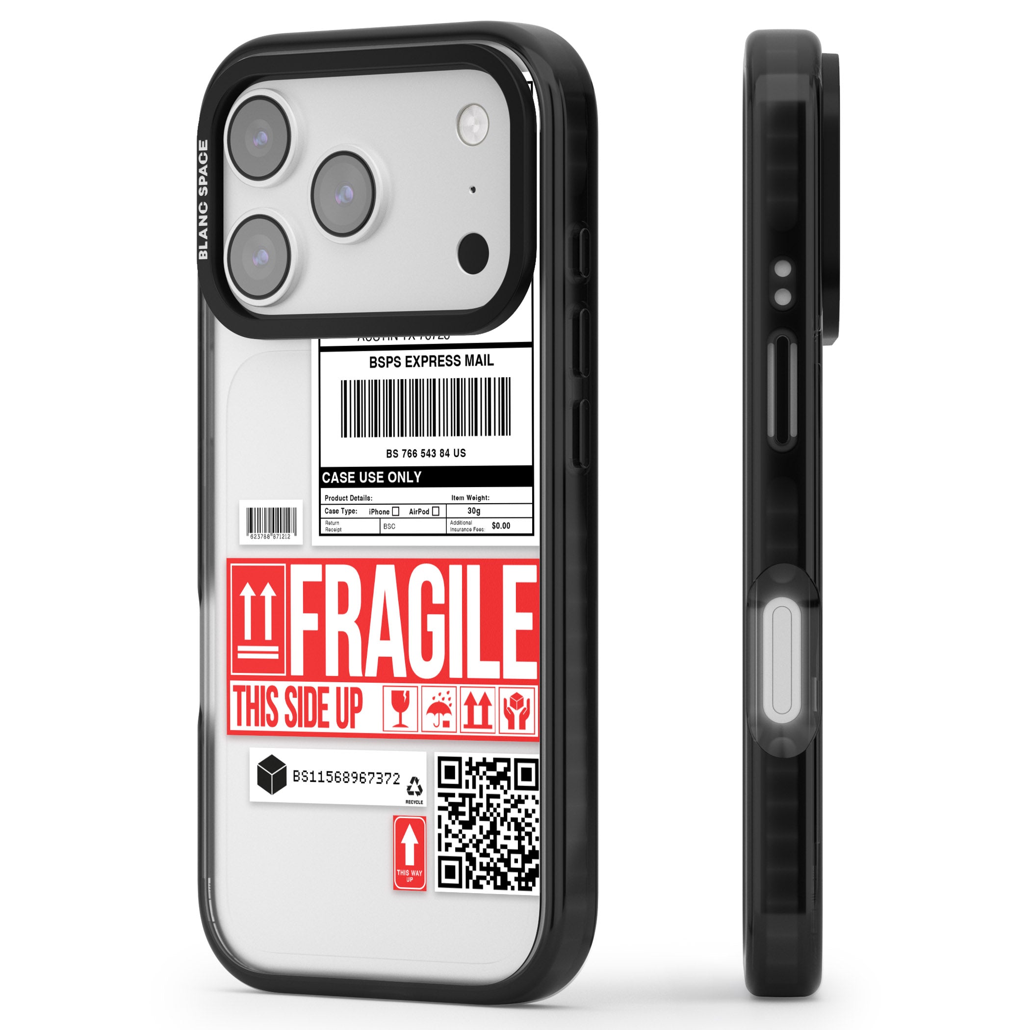 Shipping Label iPhone 17 Pro Max Impact Black Phone Case Side Profile