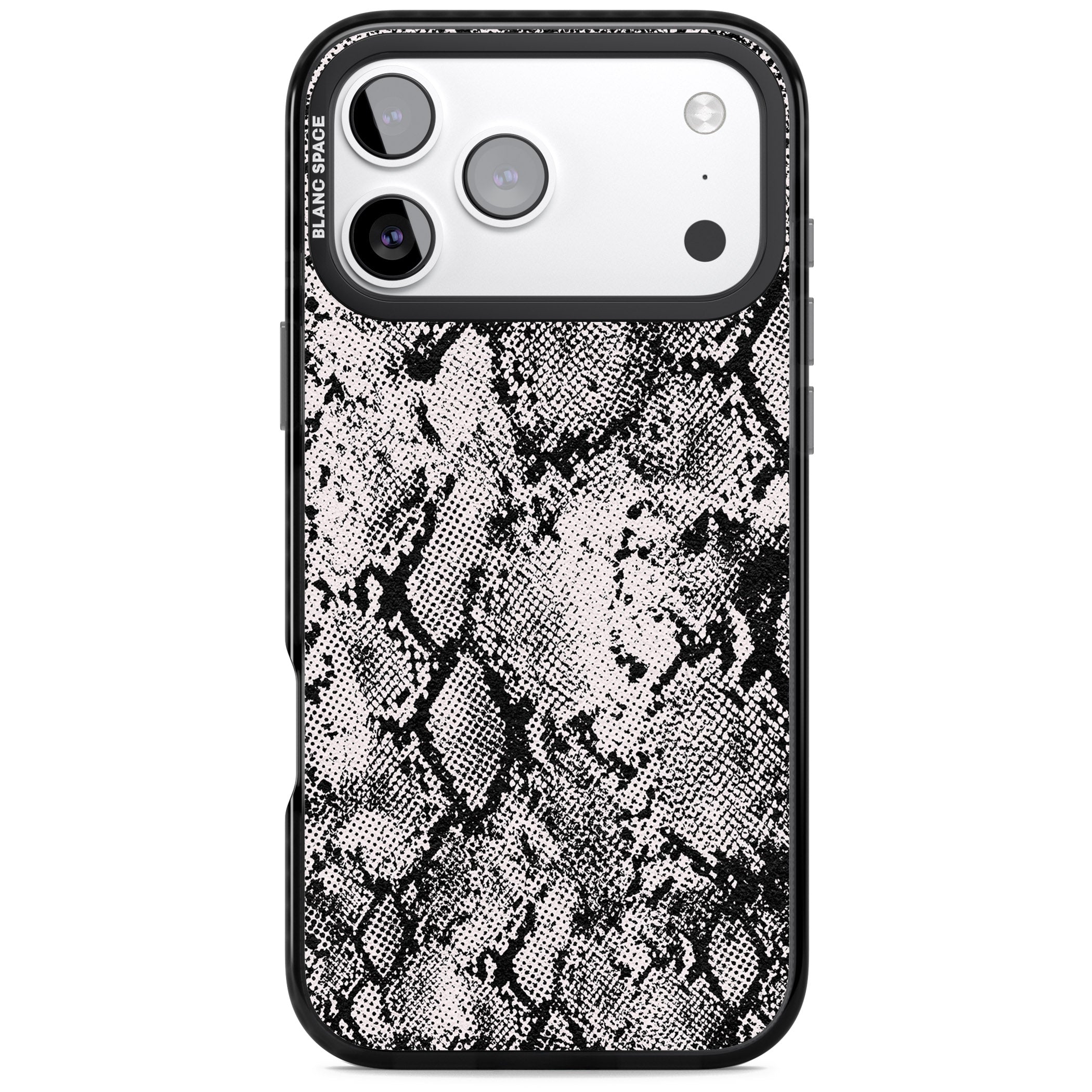 Pastel Snakeskin Grey iPhone 17 Pro Impact Black Phone Case