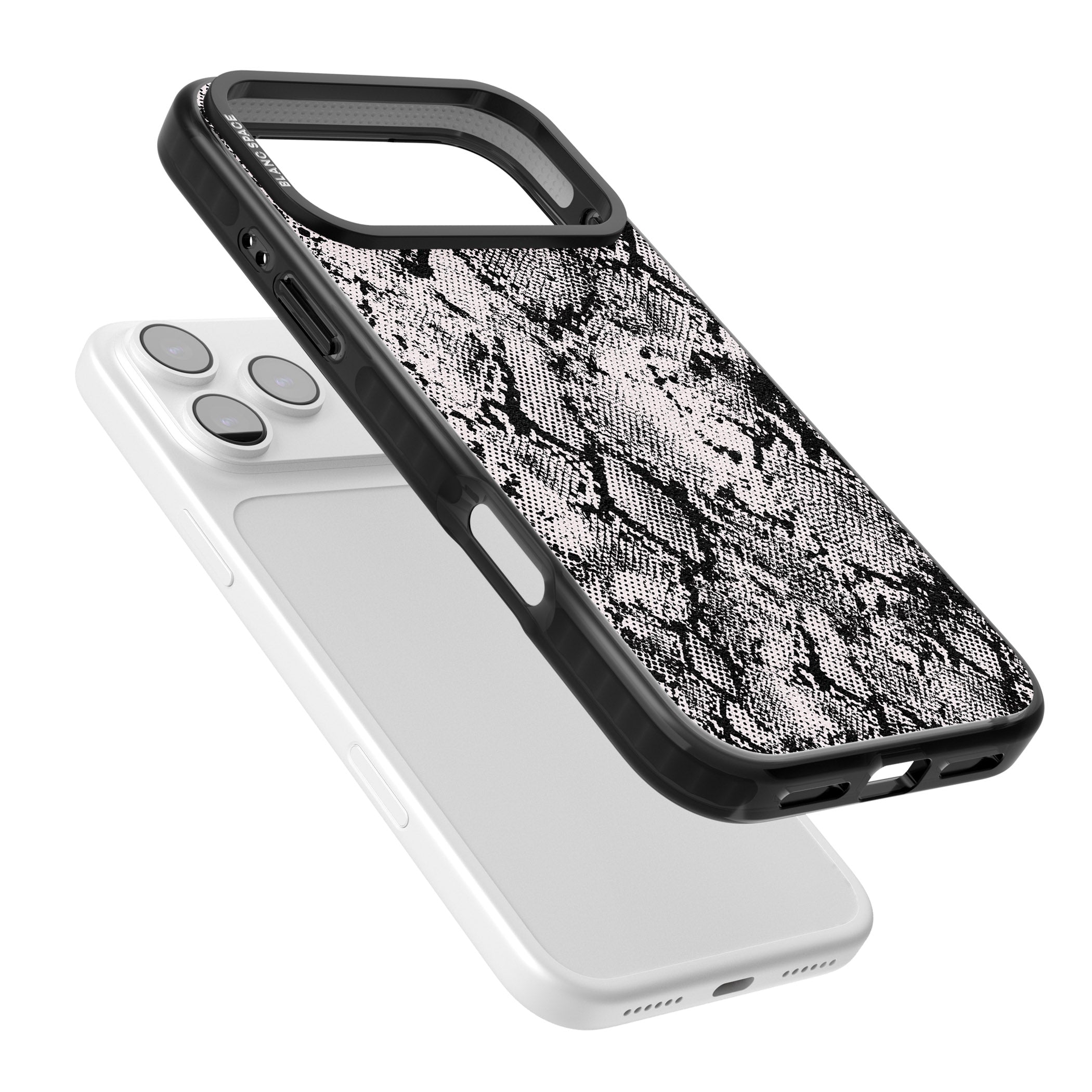 Pastel Snakeskin Grey iPhone 17 Pro Impact Black Phone Case Colours