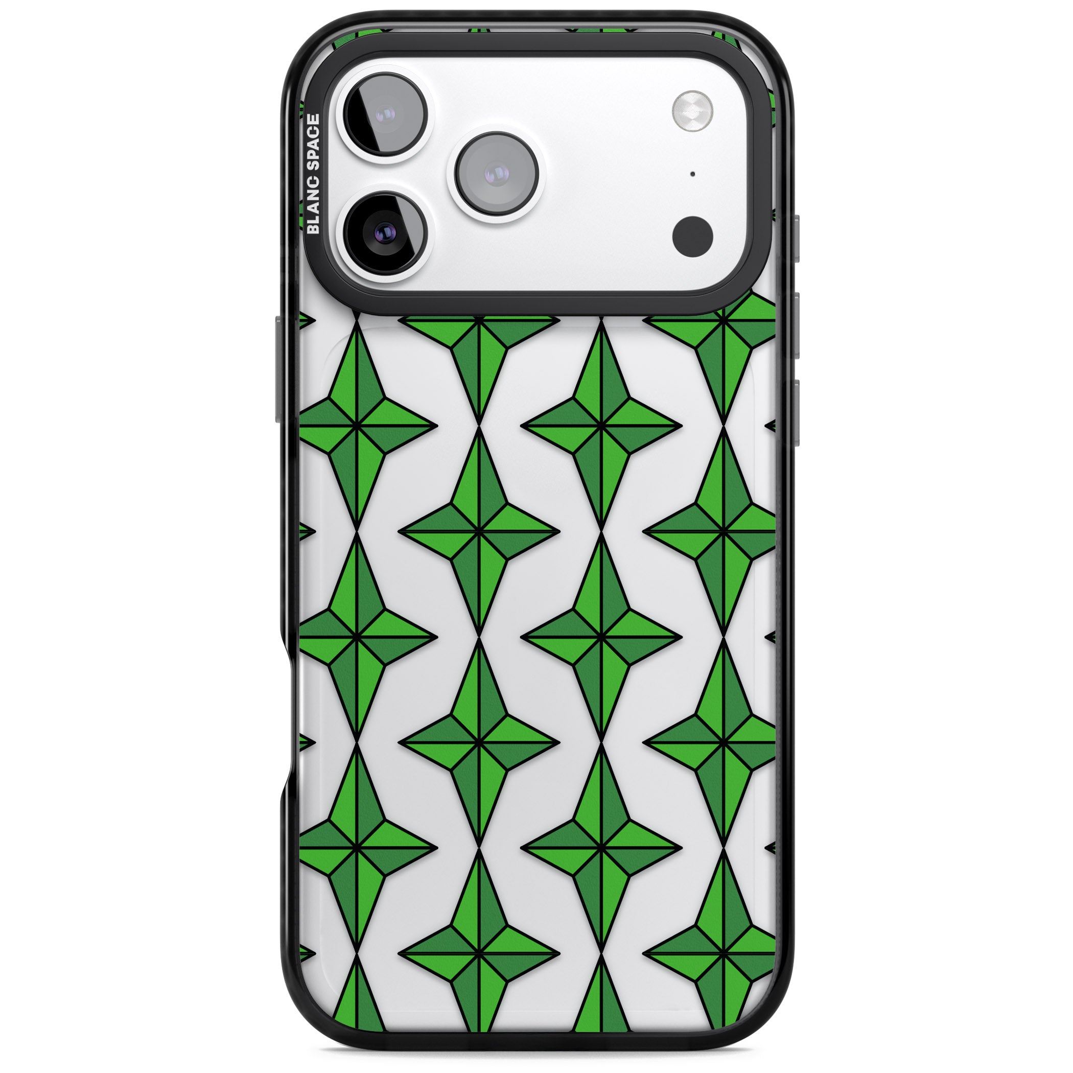 Emerald Stars Pattern (Clear) iPhone 17 Pro Max Impact Black Phone Case