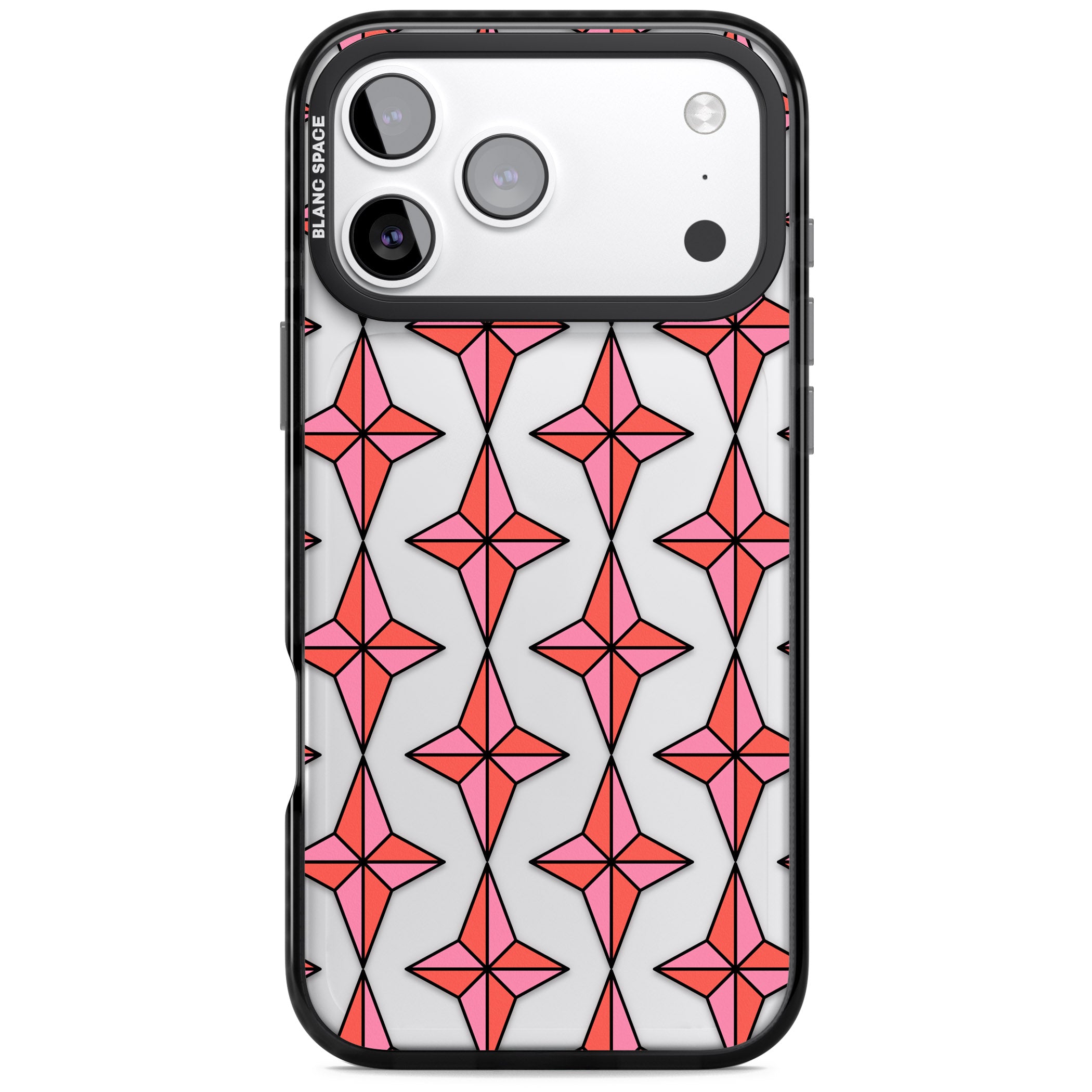 Rose Stars Pattern (Clear) iPhone 17 Pro Impact Black Phone Case