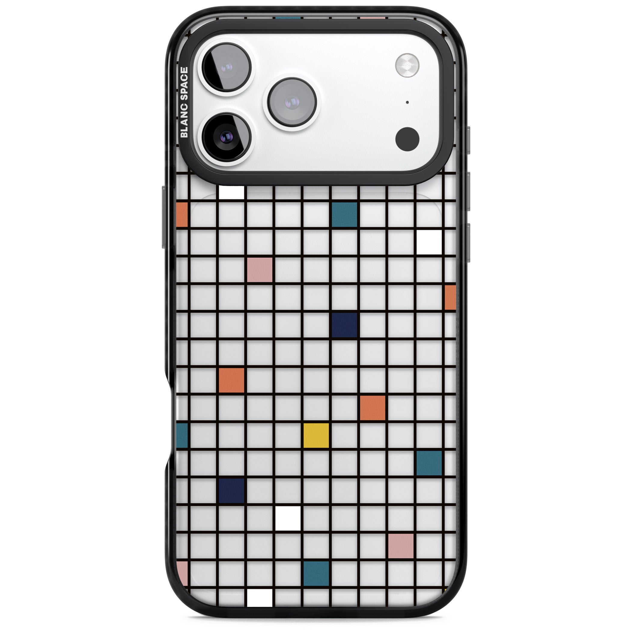 Earthtone Clear Geometric Grid iPhone 17 Pro Max Impact Black Phone Case