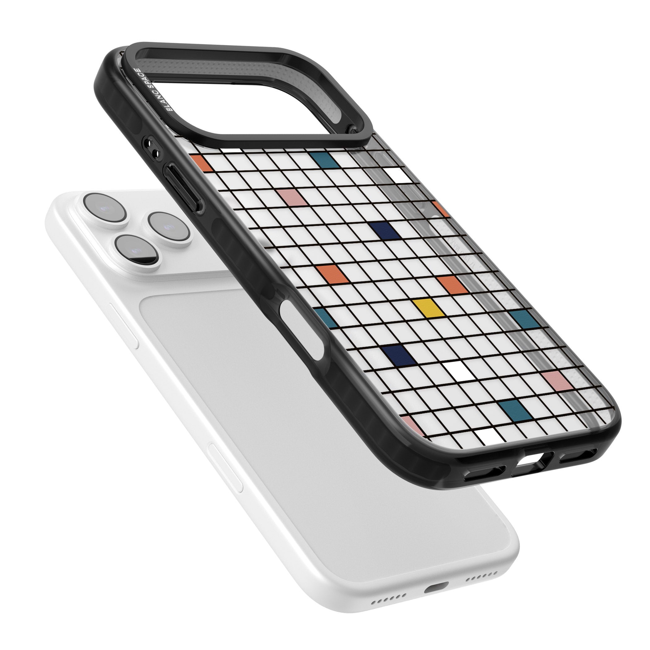 Earthtone Clear Geometric Grid iPhone 17 Pro Max Impact Black Phone Case Colours