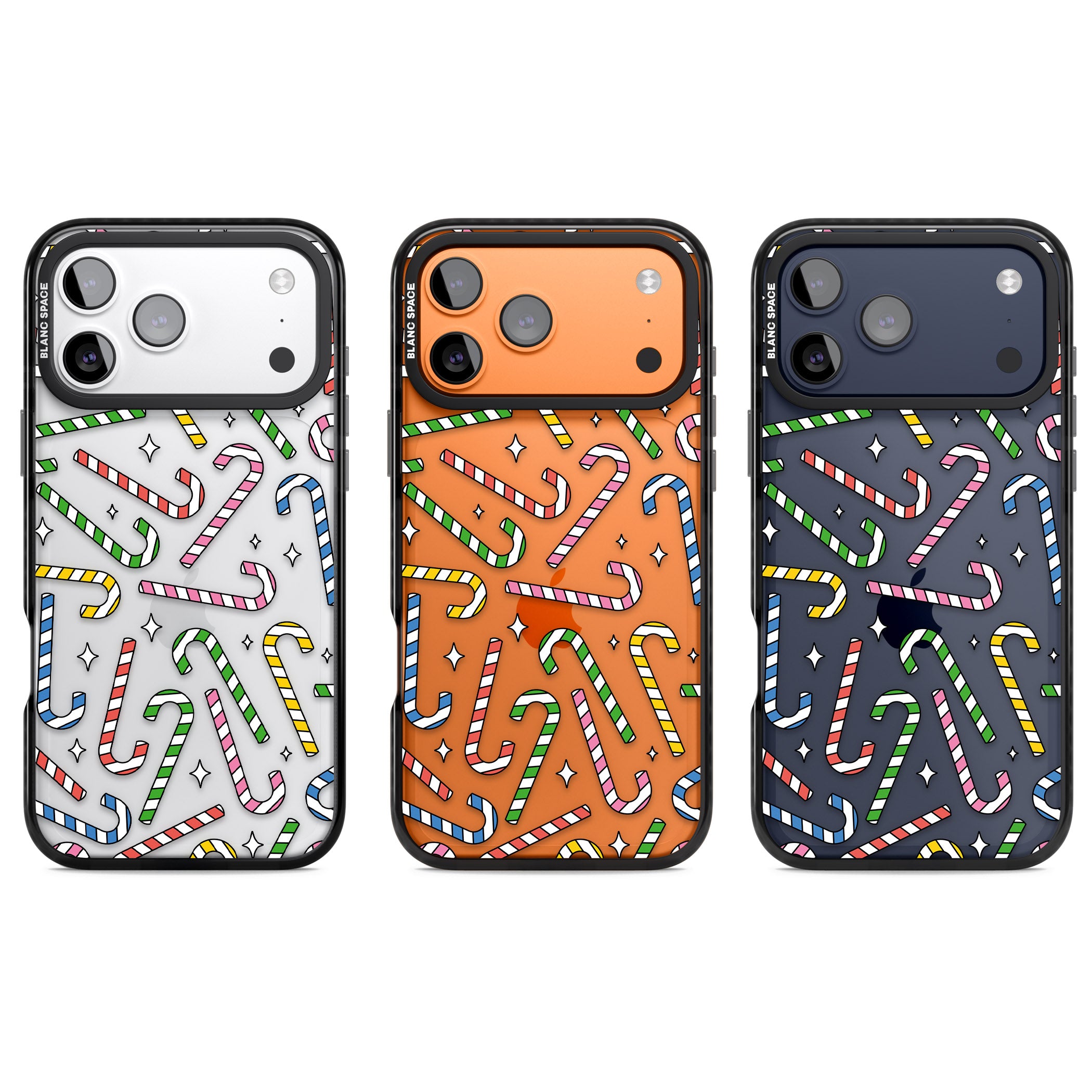 Colourful Stars & Candy Canes iPhone 17 Pro Impact Black Phone Case APT Impact Protection