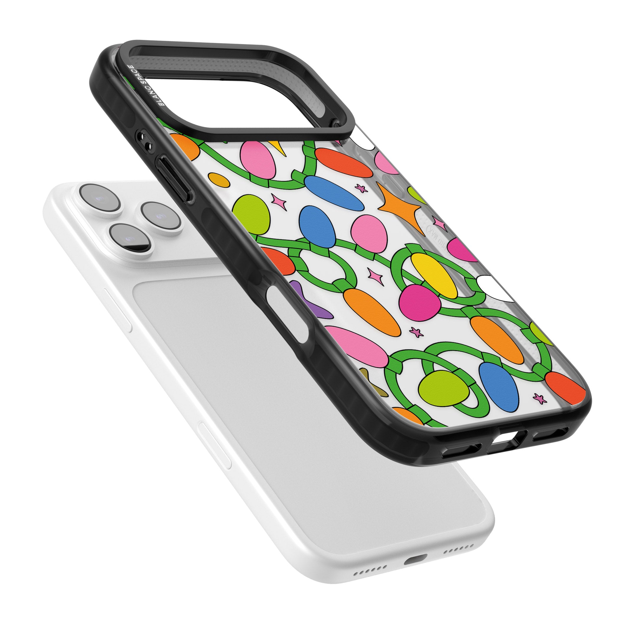 Festive Lights Pattern iPhone 17 Pro Max Impact Black Phone Case Colours