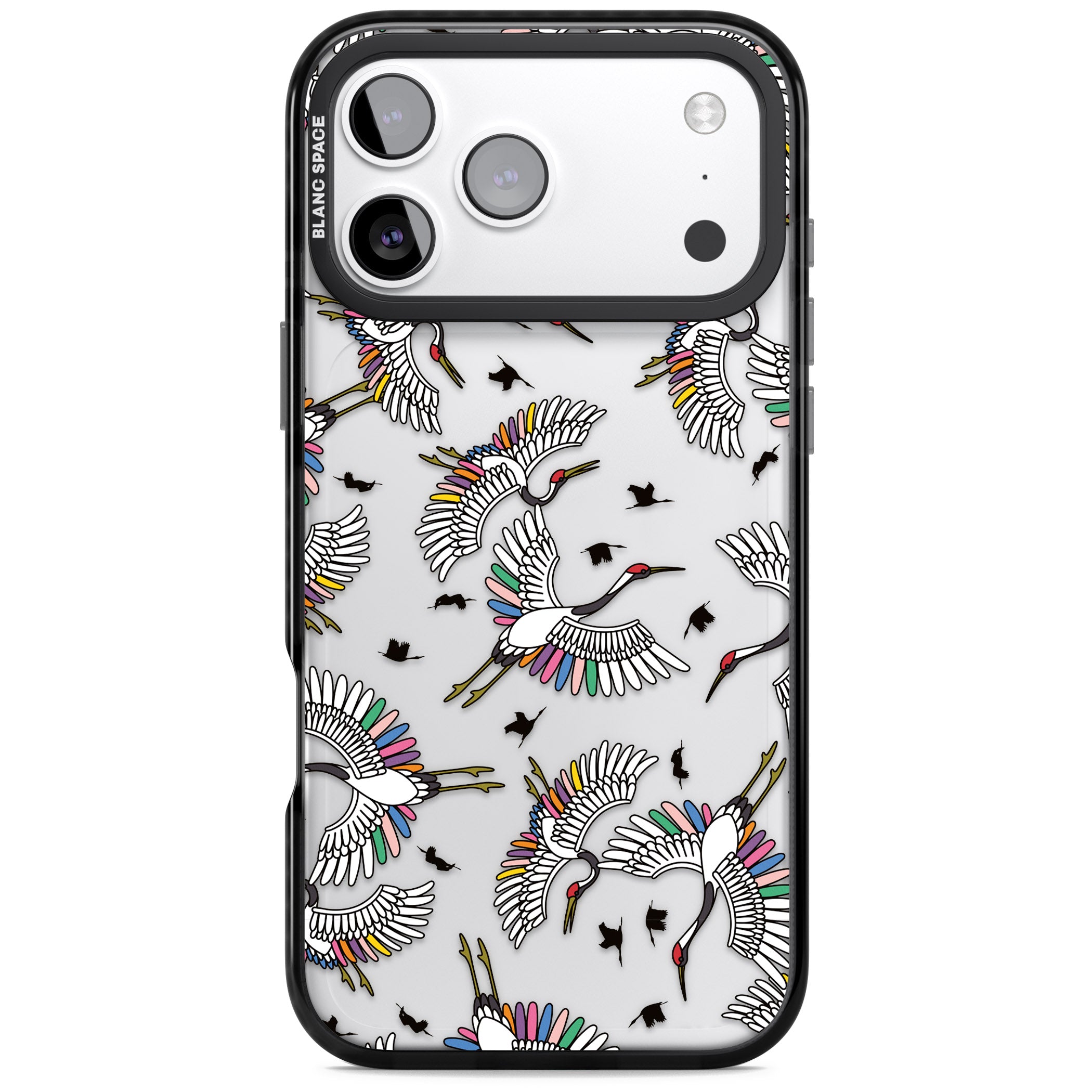 Colourful Crane Pattern iPhone 17 Pro Impact Black Phone Case