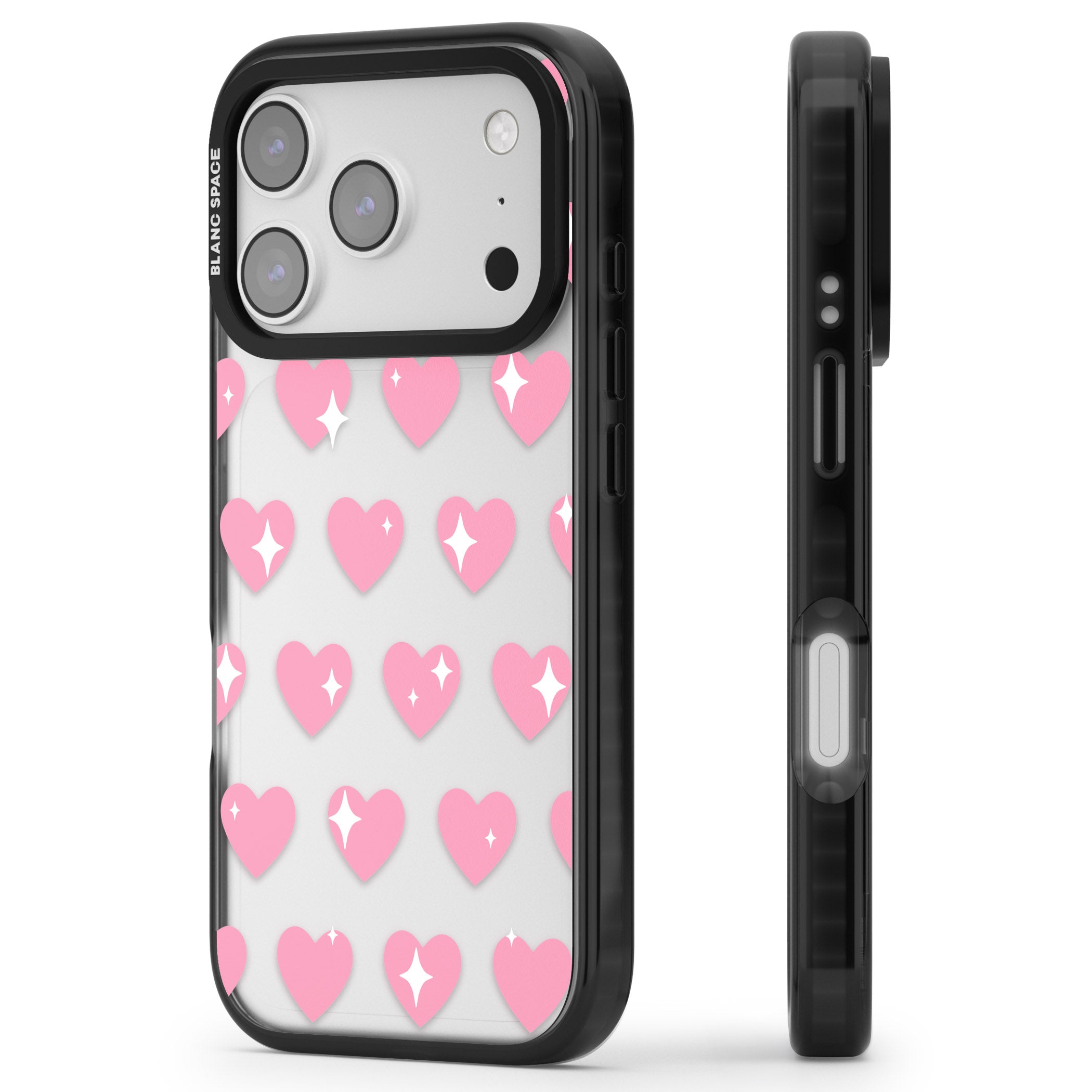 Sweet Hearts iPhone 17 Pro Max Impact Black Phone Case Side Profile