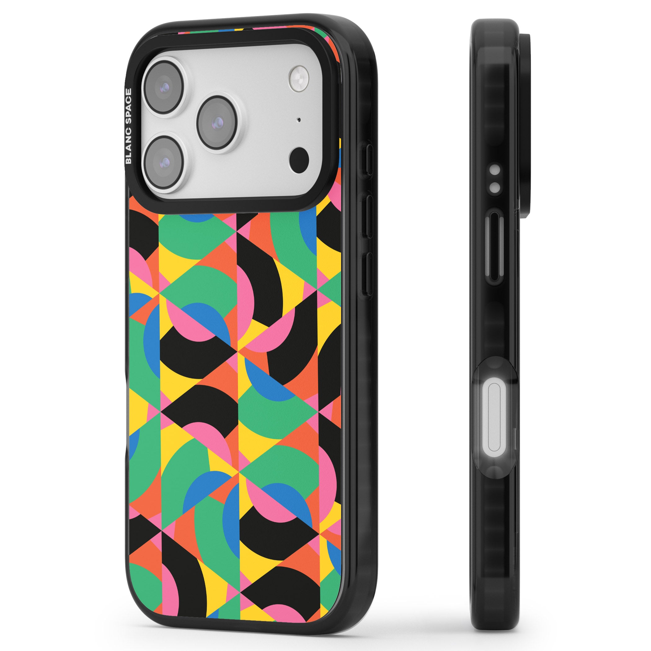 Abstract Carnival iPhone 17 Pro Impact Black Phone Case Side Profile