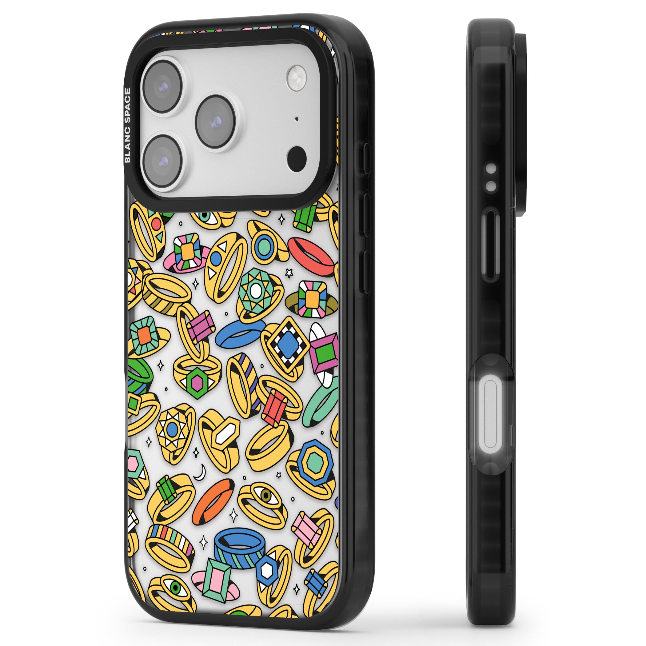 Gemstone Glitz iPhone 17 Pro Impact Black Phone Case Side Profile