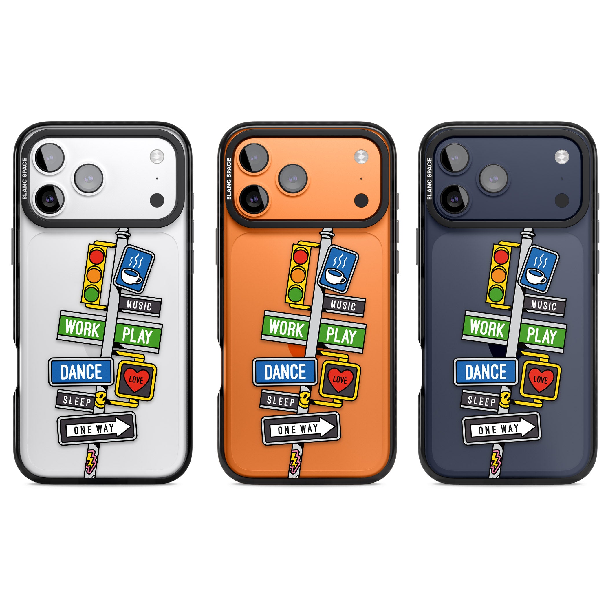 Mood Street Signs iPhone 17 Pro Impact Black Phone Case APT Impact Protection