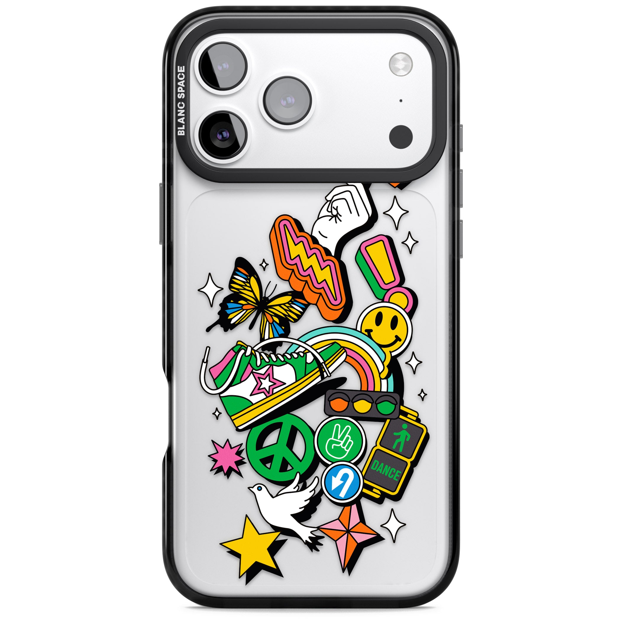 Nostalgic Sticker Collage iPhone 17 Pro Impact Black Phone Case