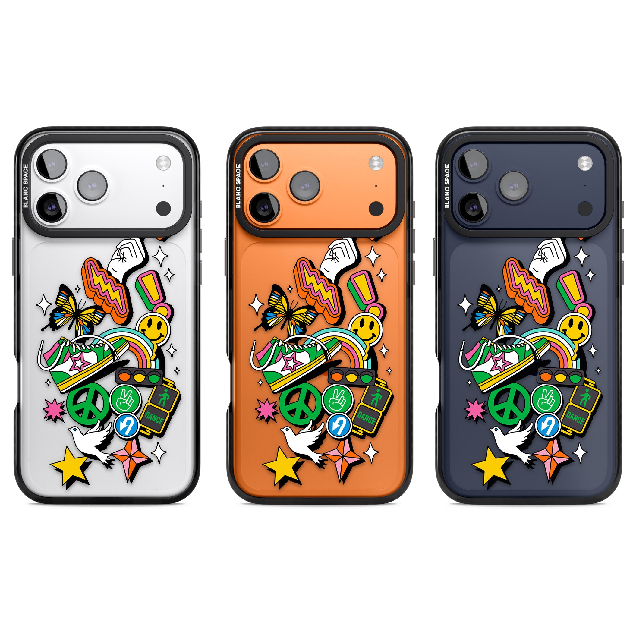 Nostalgic Sticker Collage iPhone 17 Pro Impact Black Phone Case APT Impact Protection