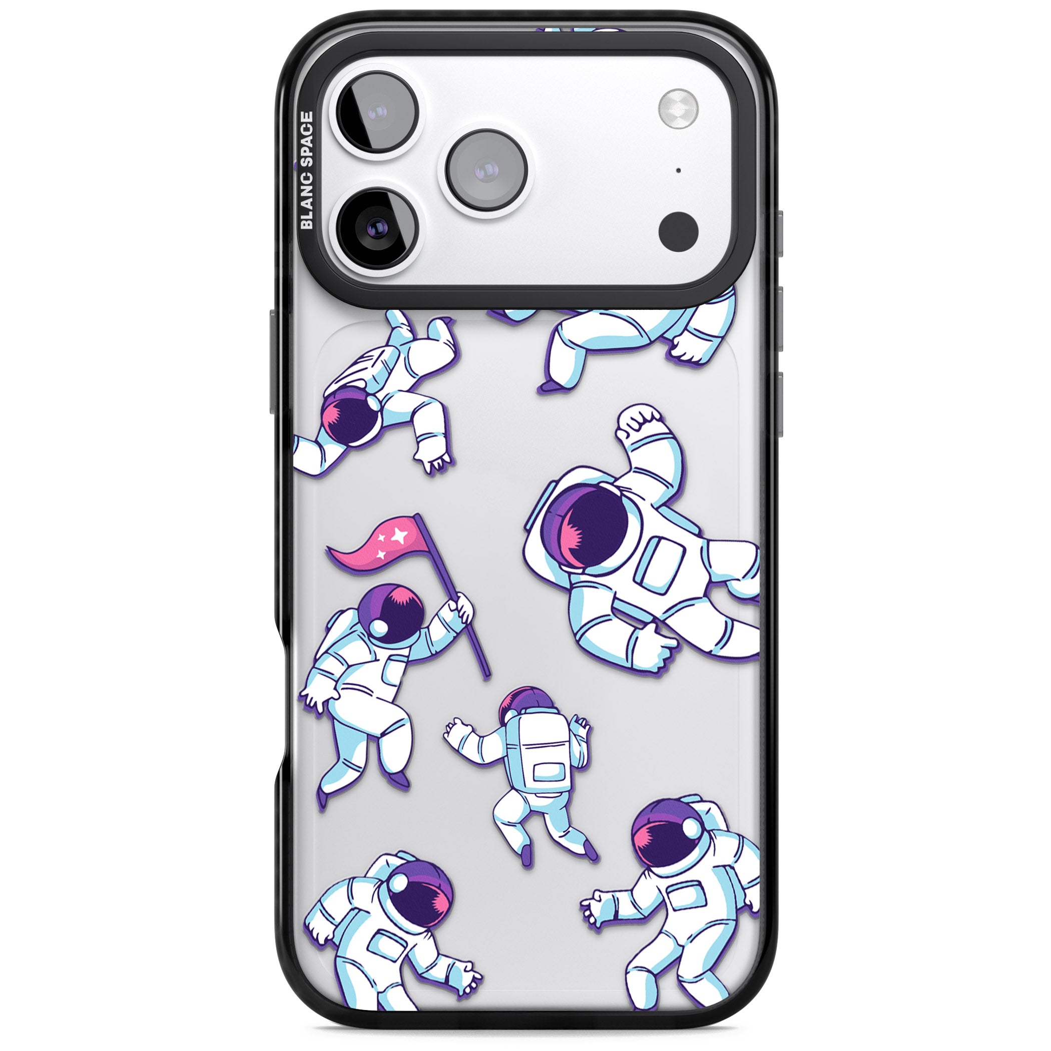 Astronaut Pattern iPhone 17 Pro Max Impact Black Phone Case
