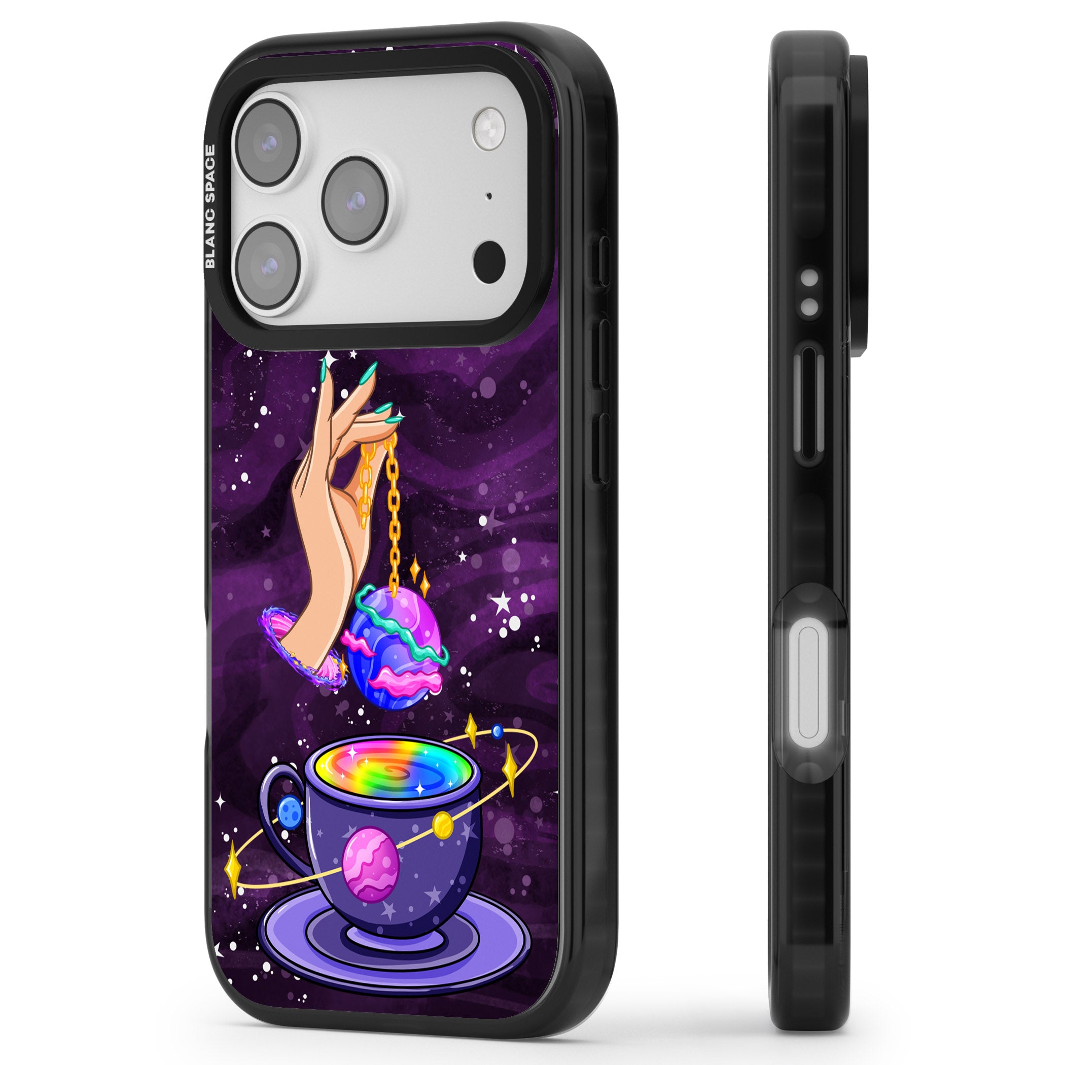 Space Tea iPhone 17 Pro Impact Black Phone Case Side Profile