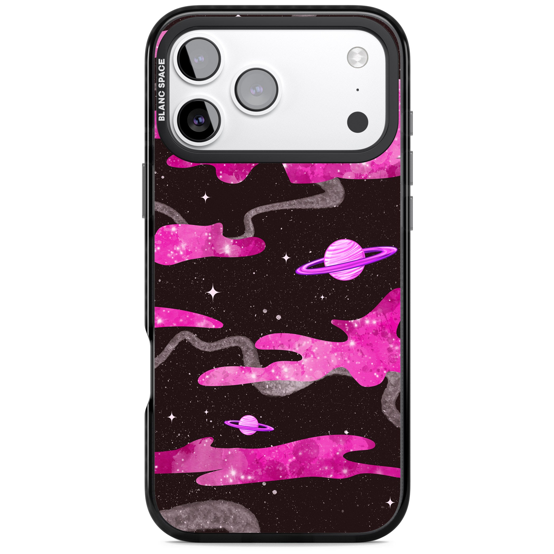 Pink Galaxy iPhone 17 Pro Impact Black Phone Case