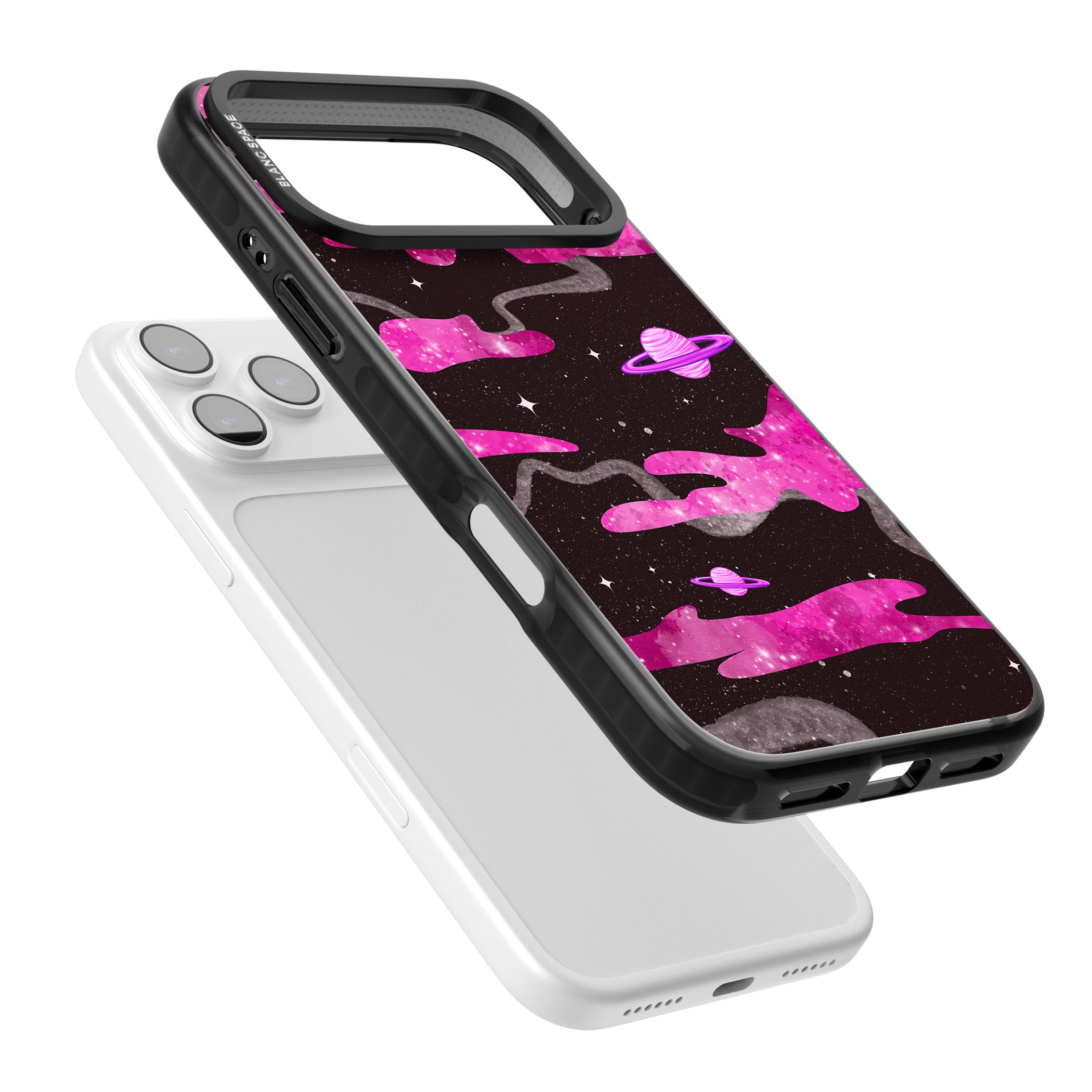 Pink Galaxy iPhone 17 Pro Impact Black Phone Case Colours