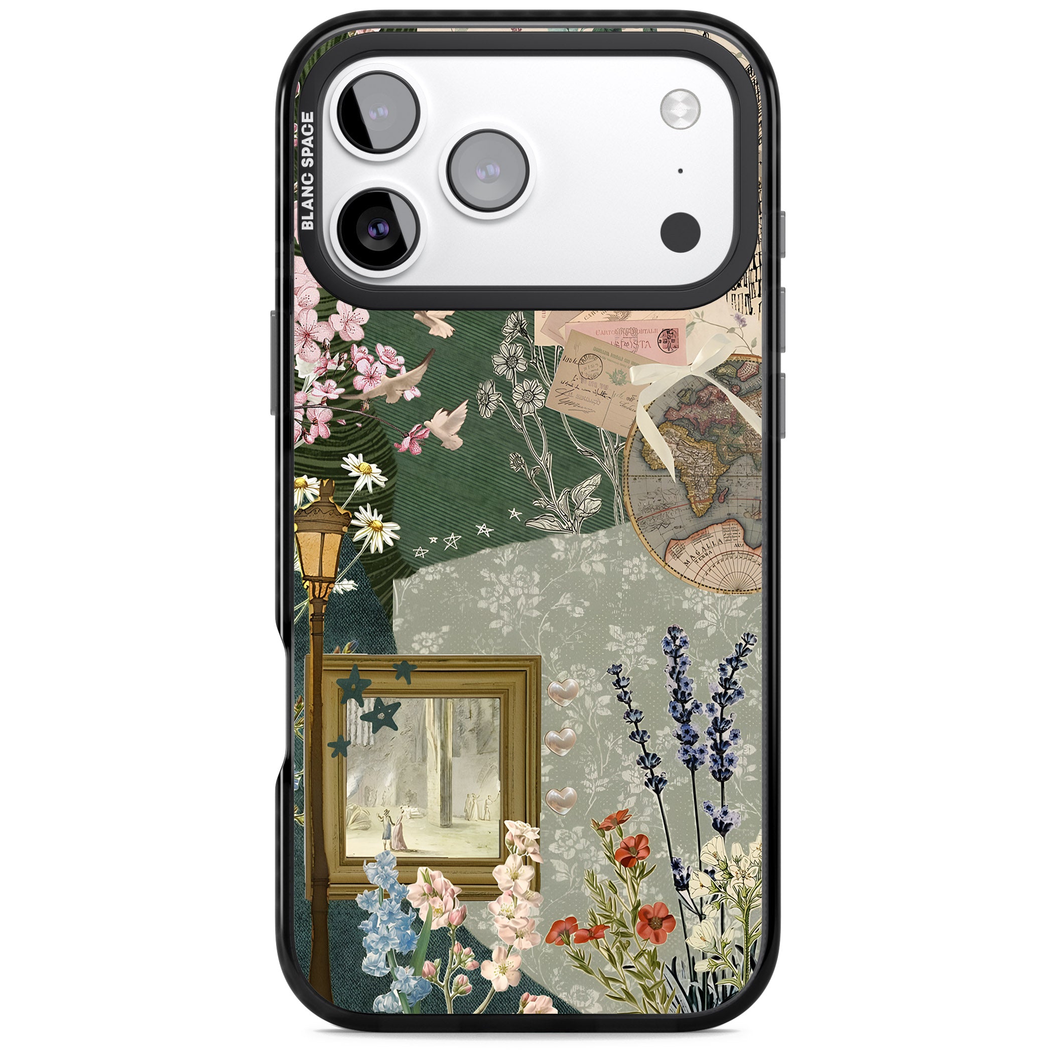 Vintage Spring Collage iPhone 17 Pro Max Impact Black Phone Case