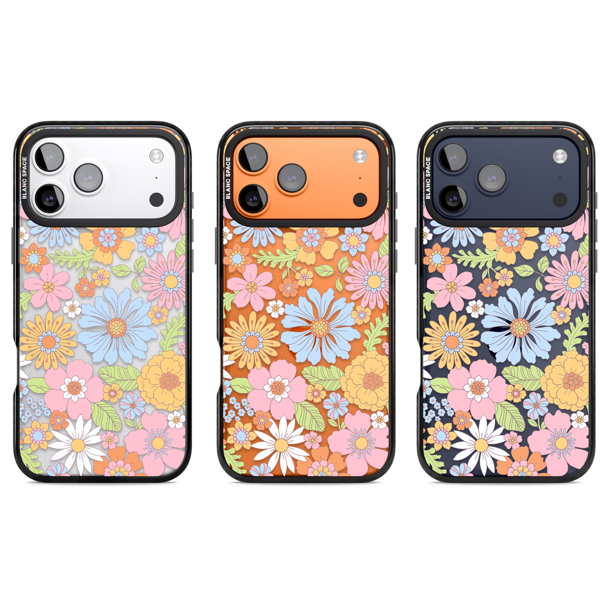 Pastel Flower Pattern iPhone 17 Pro Impact Black Phone Case APT Impact Protection