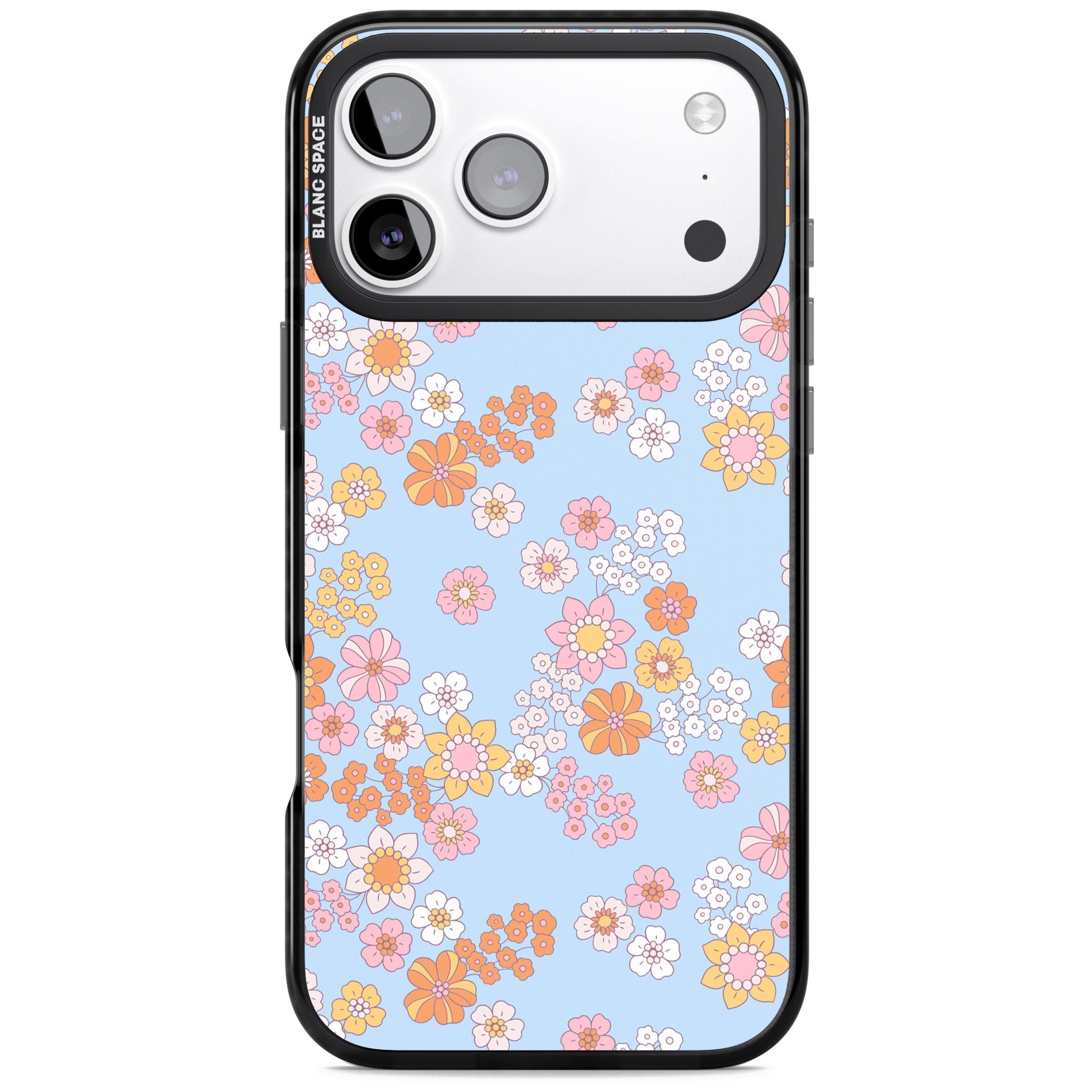 Lake Blue Flower Mix iPhone 17 Pro Impact Black Phone Case