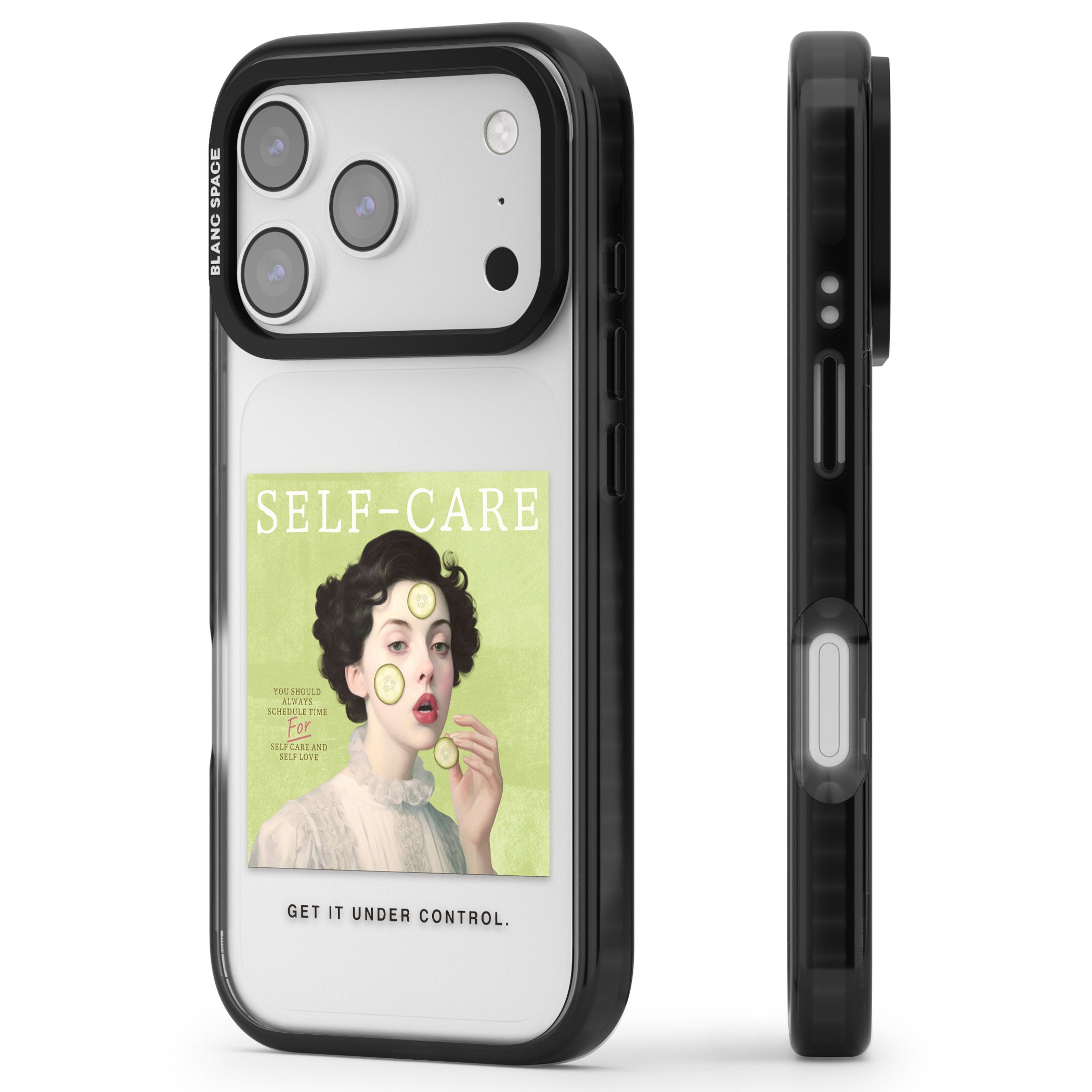 Self Care iPhone 17 Pro Max Impact Black Phone Case Side Profile