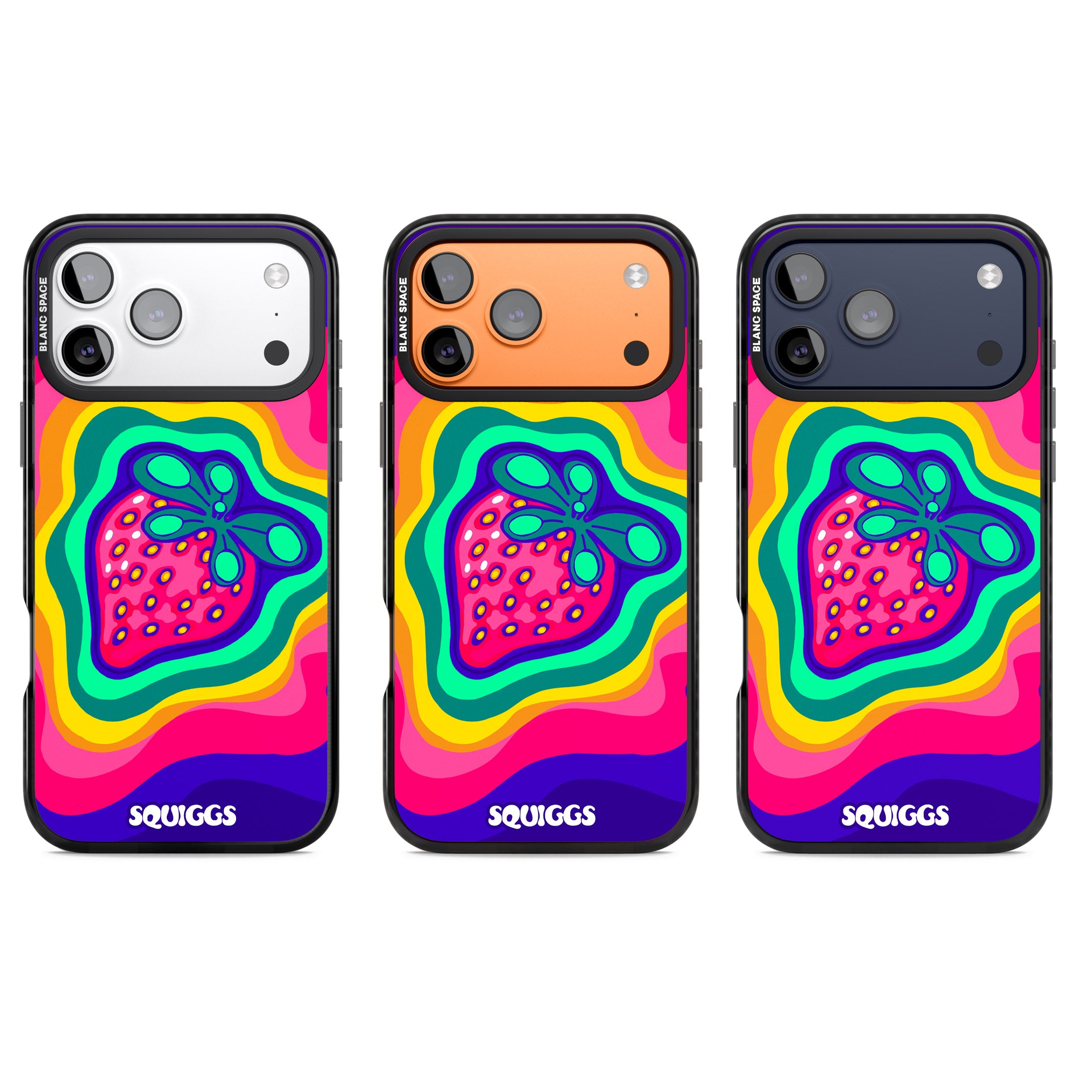 Strawberry Rainbow iPhone 17 Pro Impact Black Phone Case APT Impact Protection