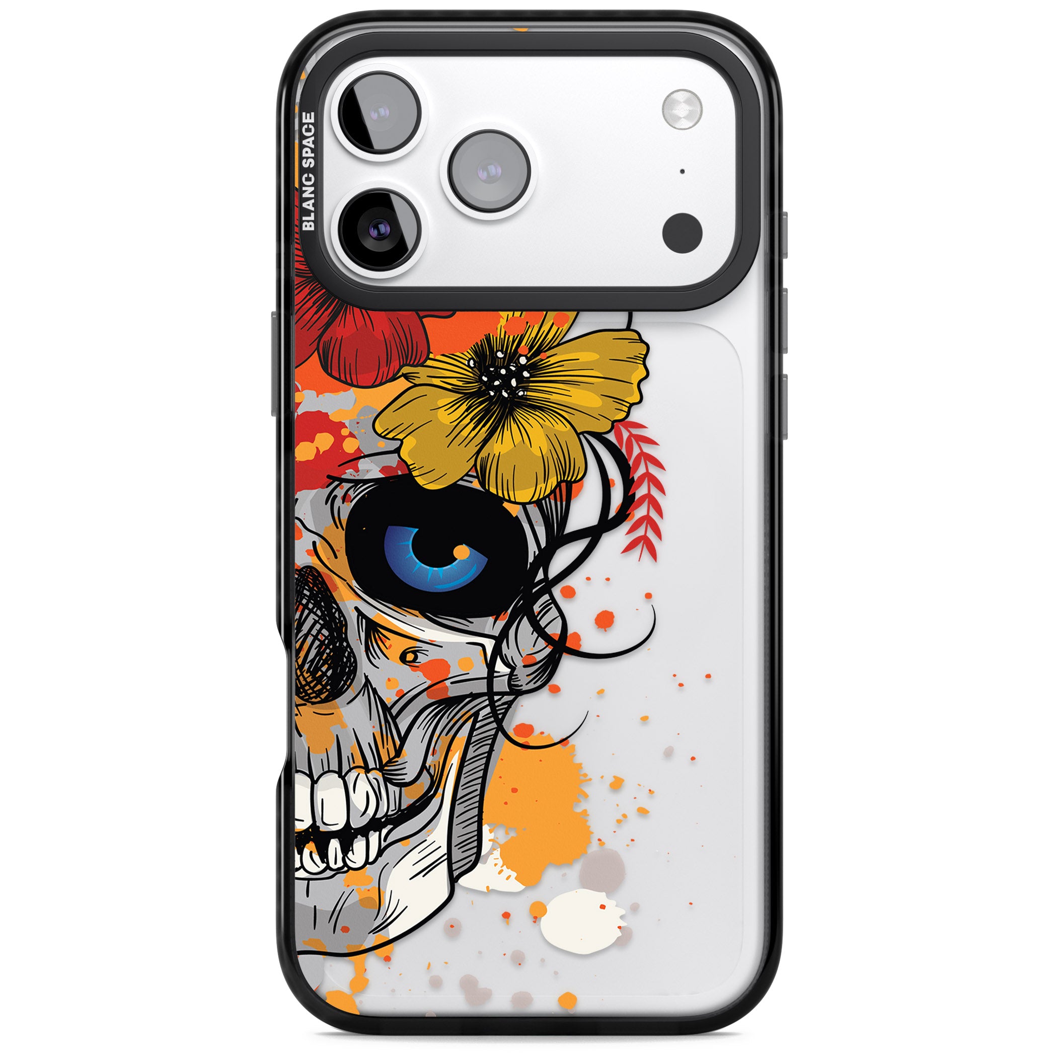 Sugar Skull Flowers iPhone 17 Pro Max Impact Black Phone Case
