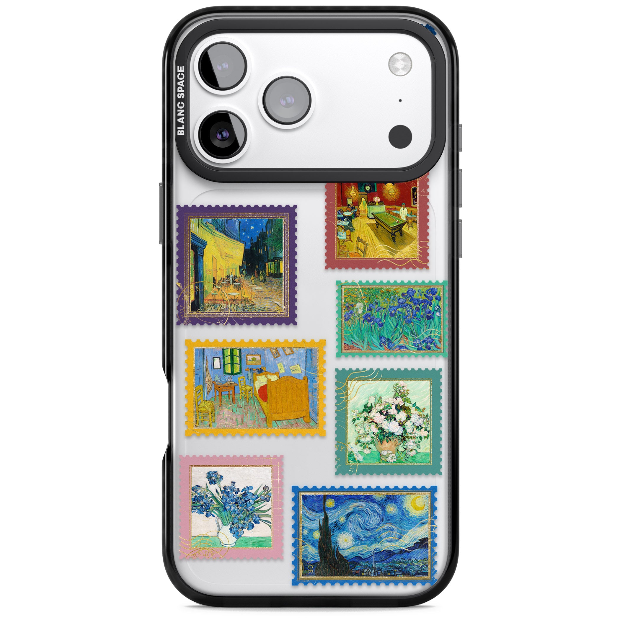 Colourful Vintage Art Stamps iPhone 17 Pro Max Impact Black Phone Case
