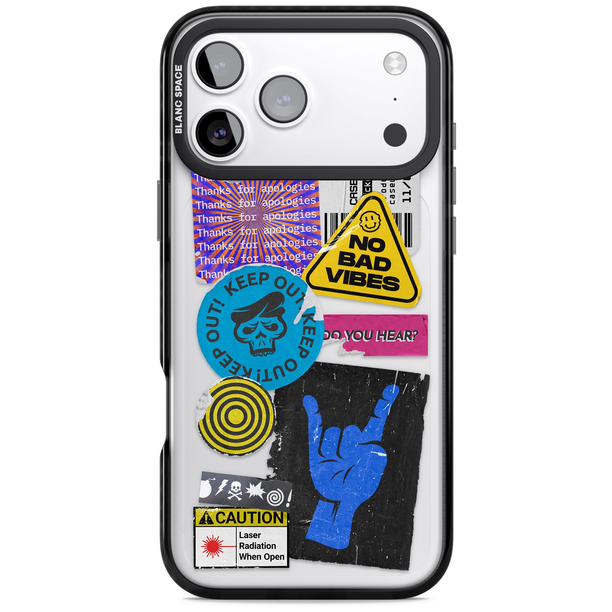 No Bad Vibes Sticker Mix iPhone 17 Pro Max Impact Black Phone Case