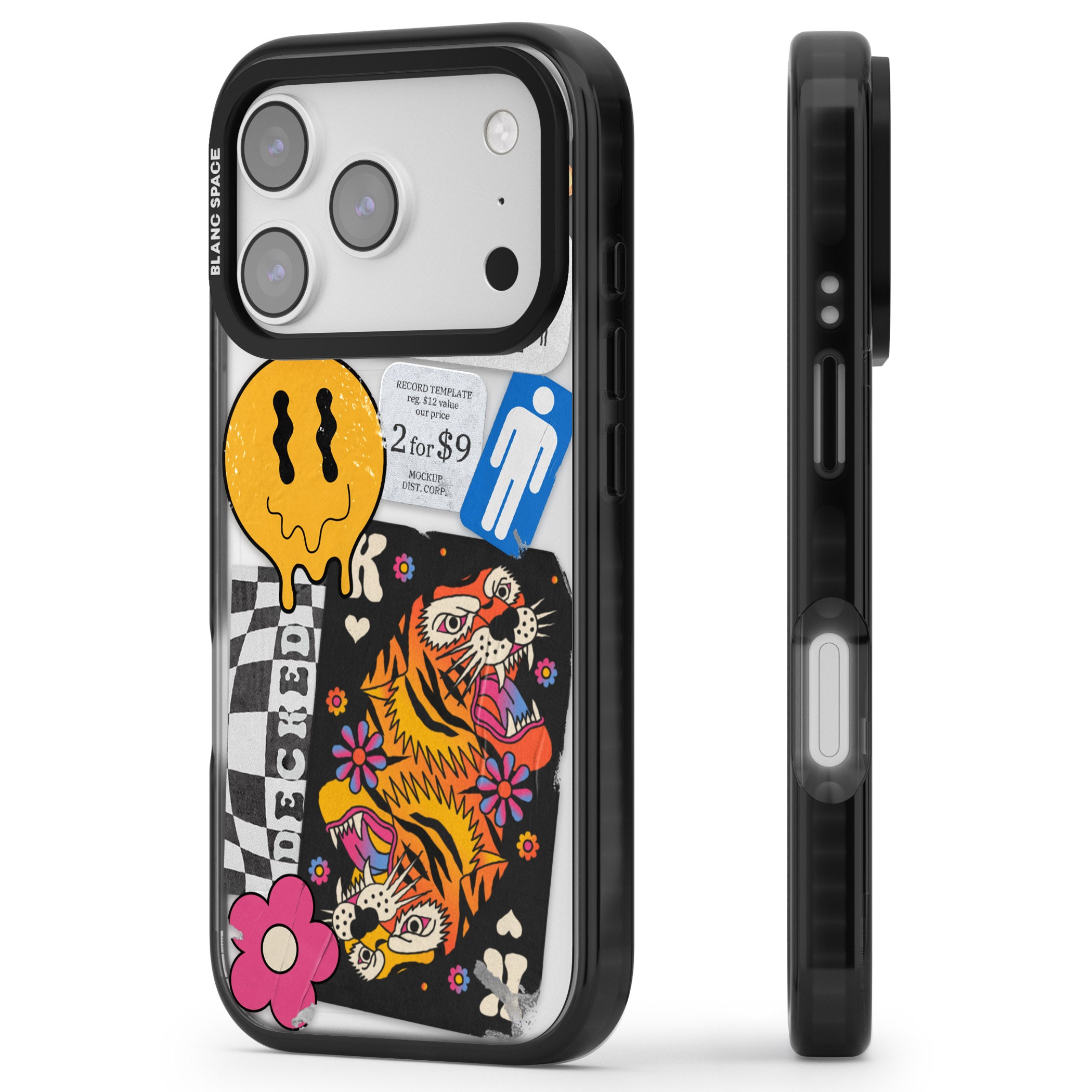 Electric Vibes iPhone 17 Pro Impact Black Phone Case Side Profile
