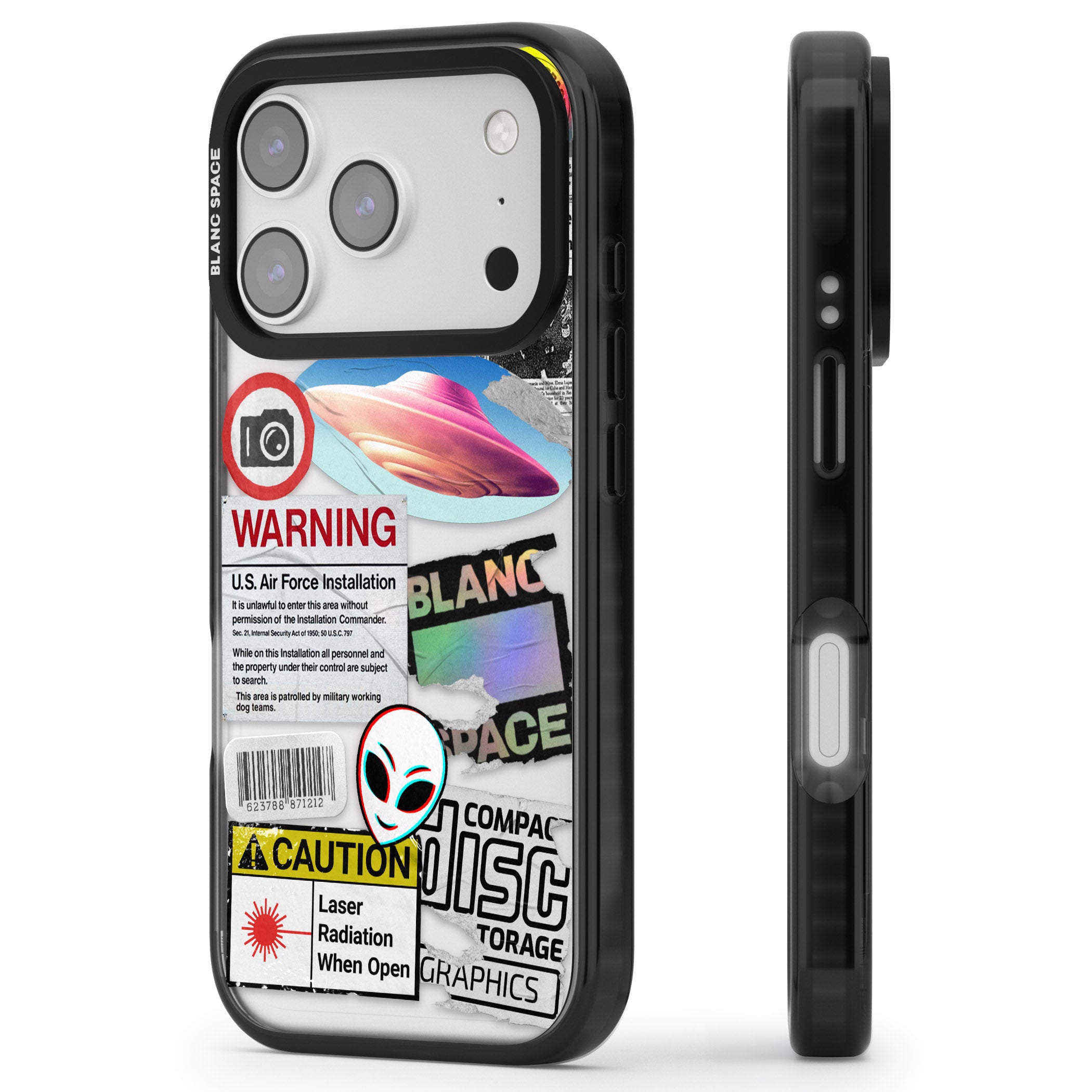 Cosmic Encounters iPhone 17 Pro Impact Black Phone Case Side Profile