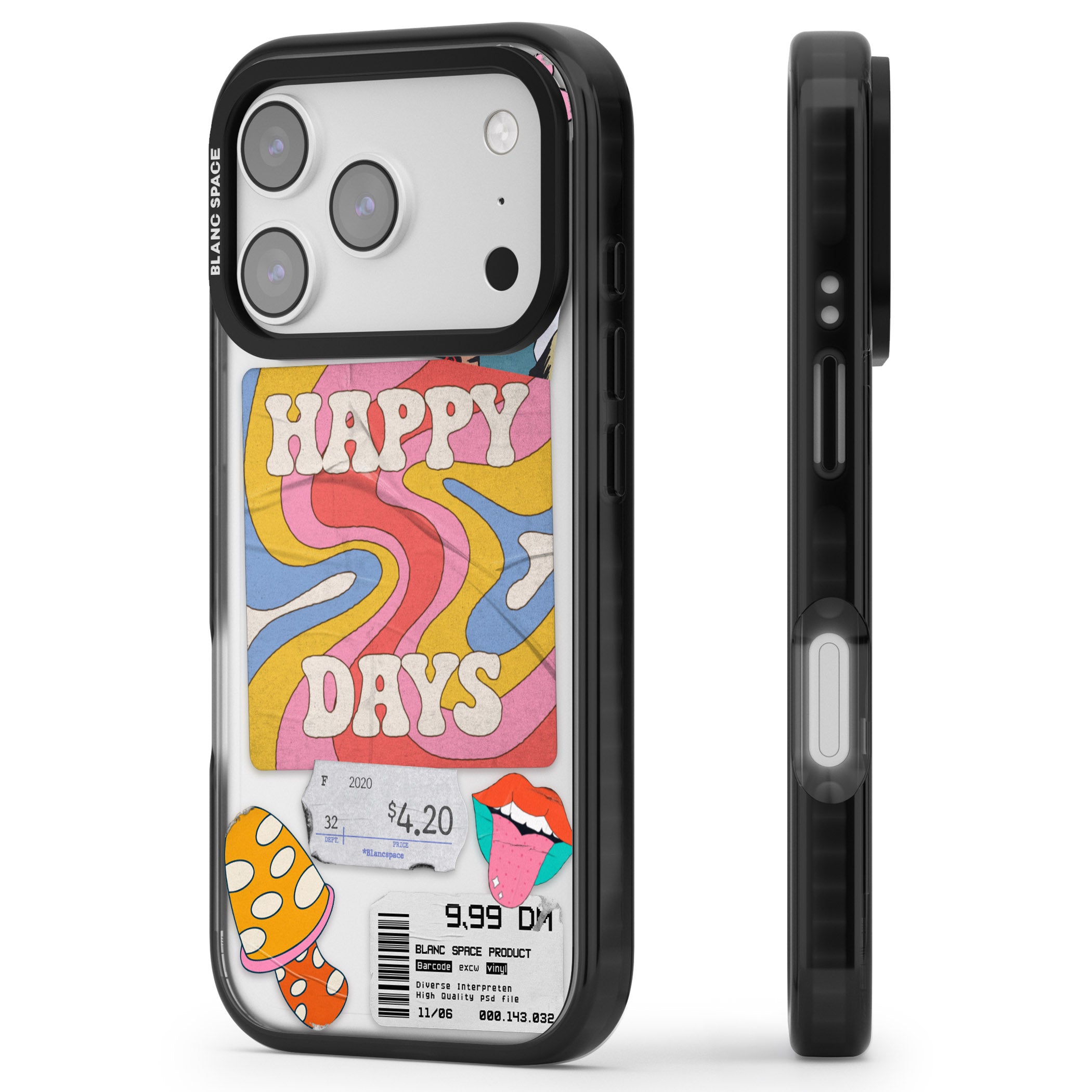 Groovy Trip iPhone 17 Pro Impact Black Phone Case Side Profile