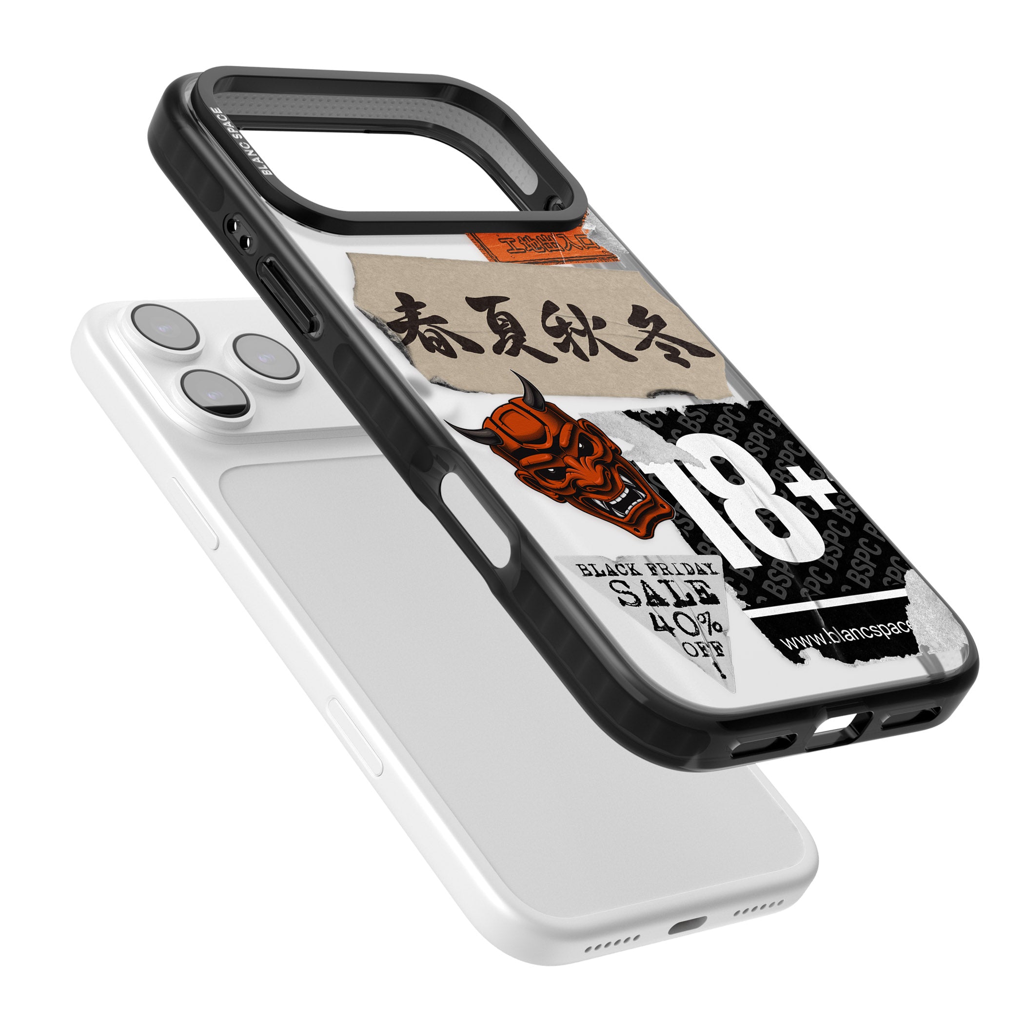 Asian Sticker Mix iPhone 17 Pro Impact Black Phone Case Colours