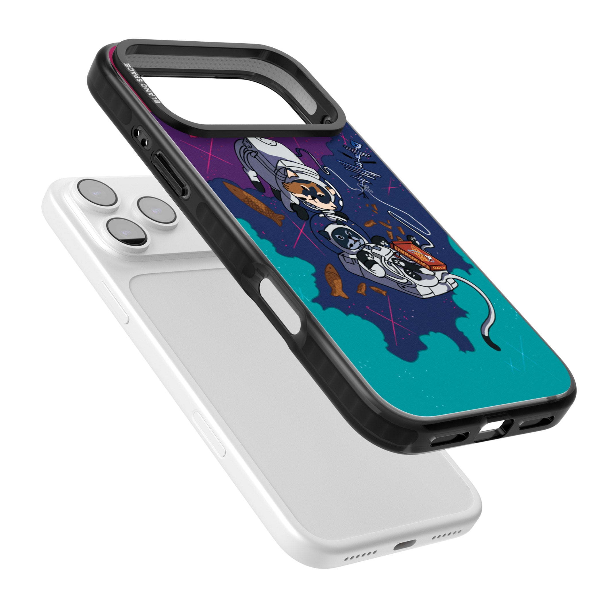Cats In Space iPhone 17 Pro Max Impact Black Phone Case Colours