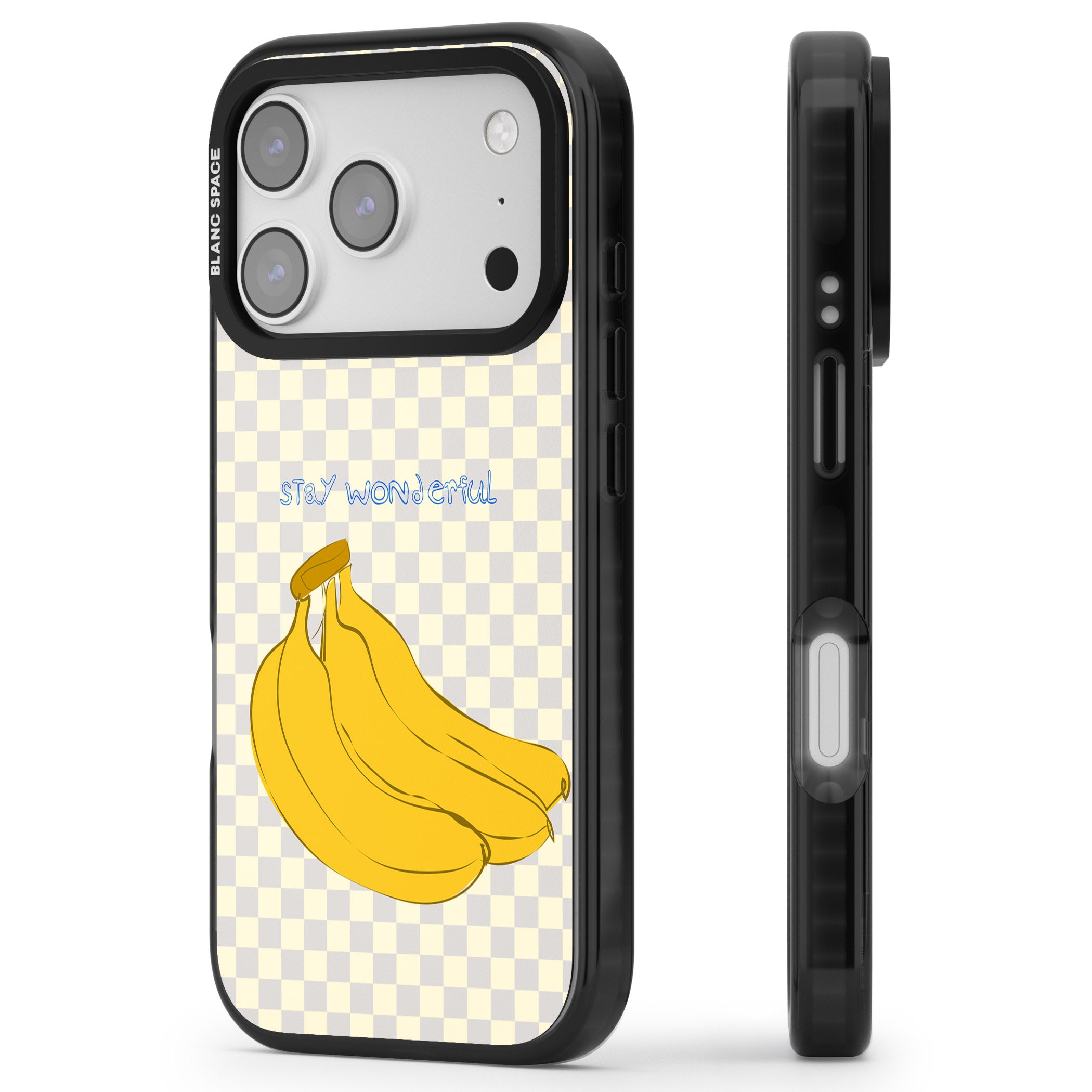 Stay Wonderful Banana iPhone 17 Pro Impact Black Phone Case Side Profile