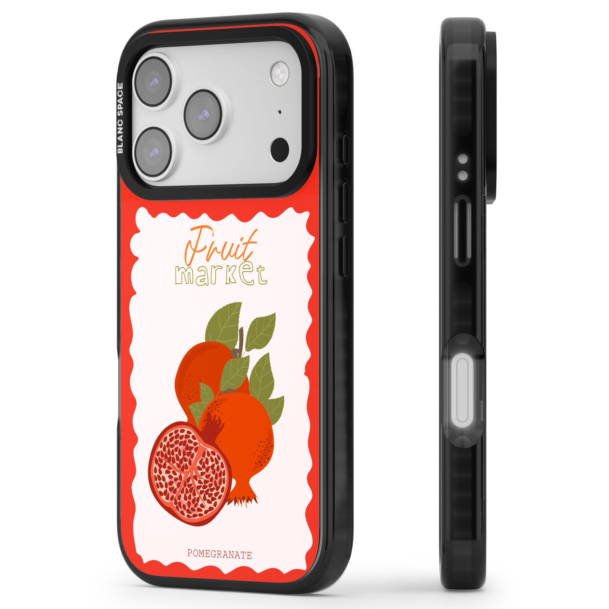 Fruit Market Pomegranate iPhone 17 Pro Impact Black Phone Case Side Profile