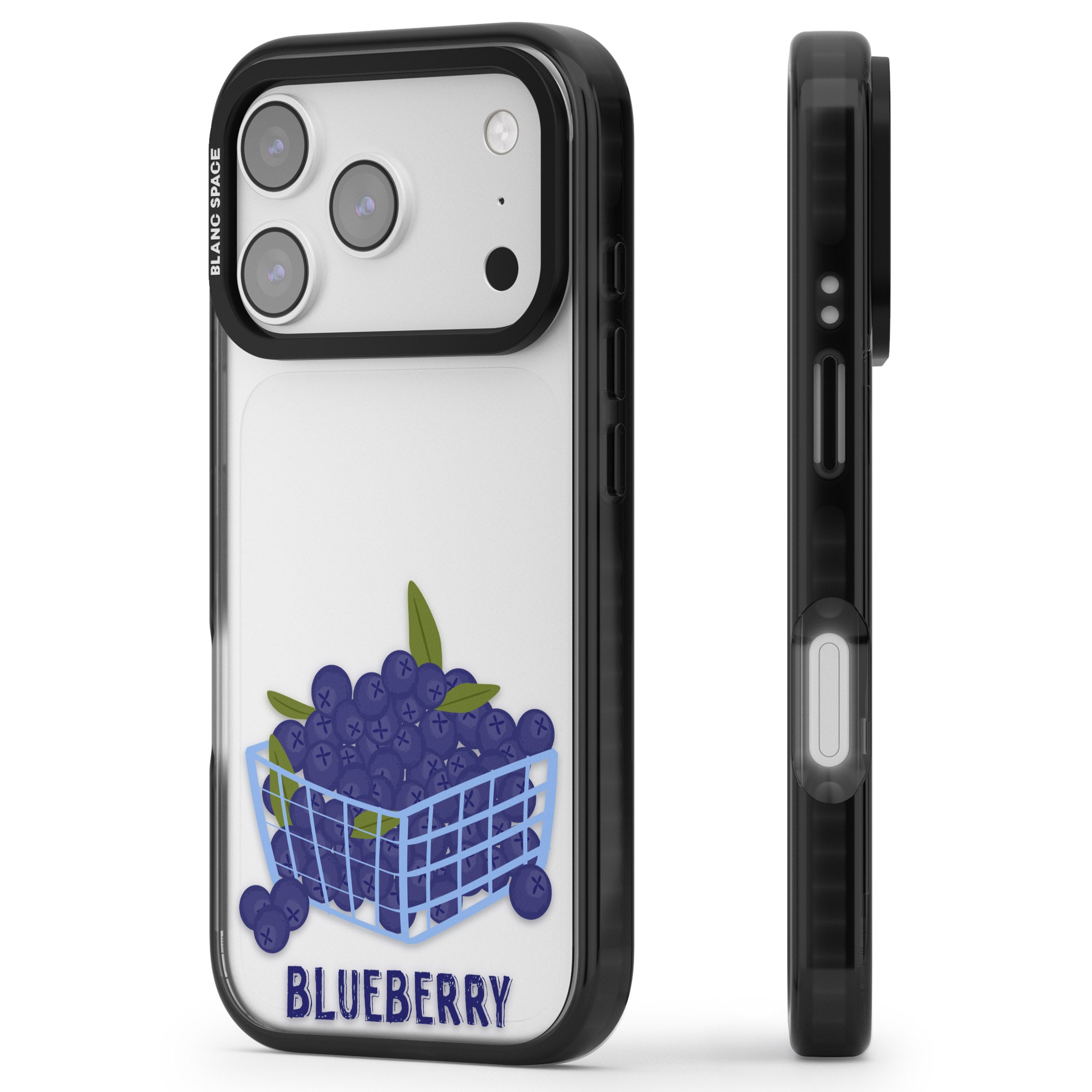 Blueberry Basket iPhone 17 Pro Impact Black Phone Case Side Profile