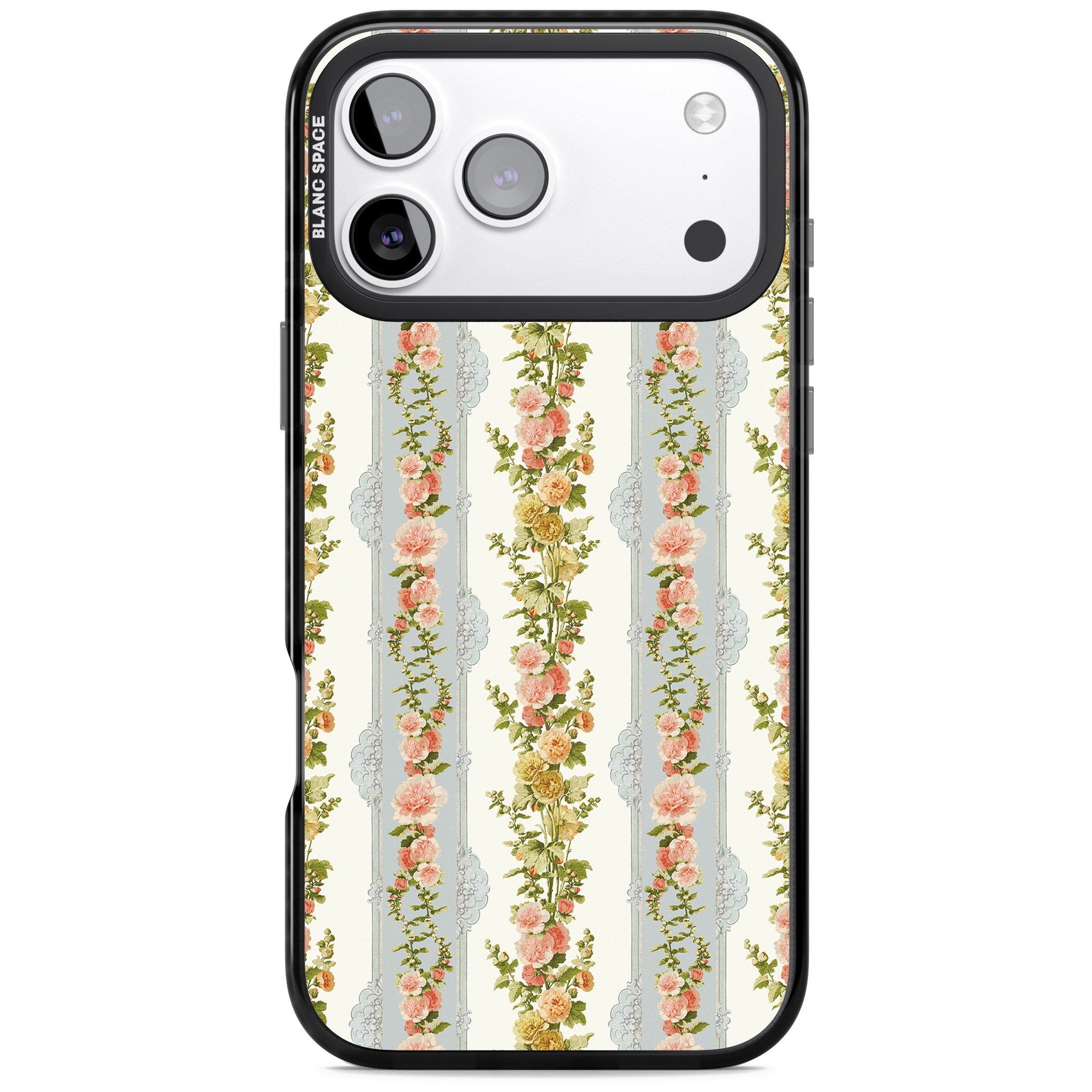 Vintage Floral Stripes iPhone 17 Pro Impact Black Phone Case