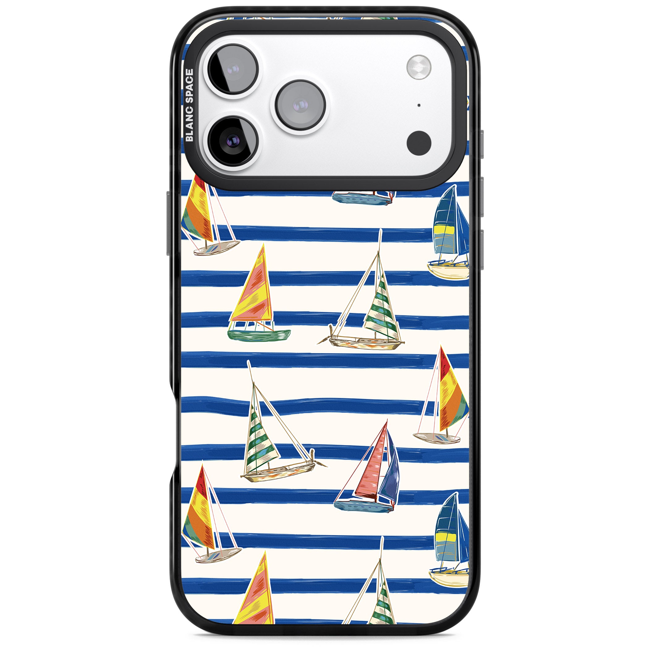 Coastal Sailboats iPhone 17 Pro Max Impact Black Phone Case