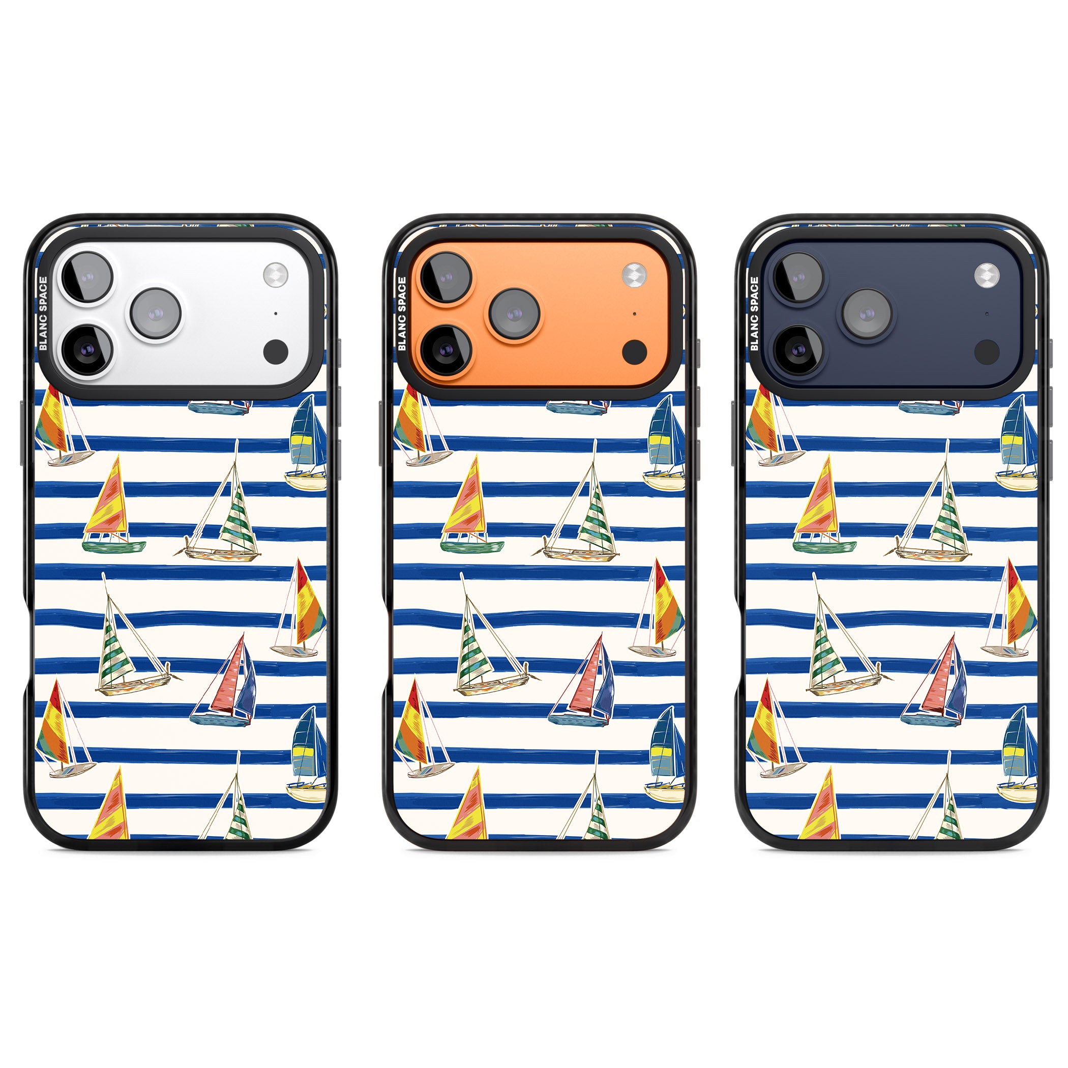 Coastal Sailboats iPhone 17 Pro Impact Black Phone Case APT Impact Protection