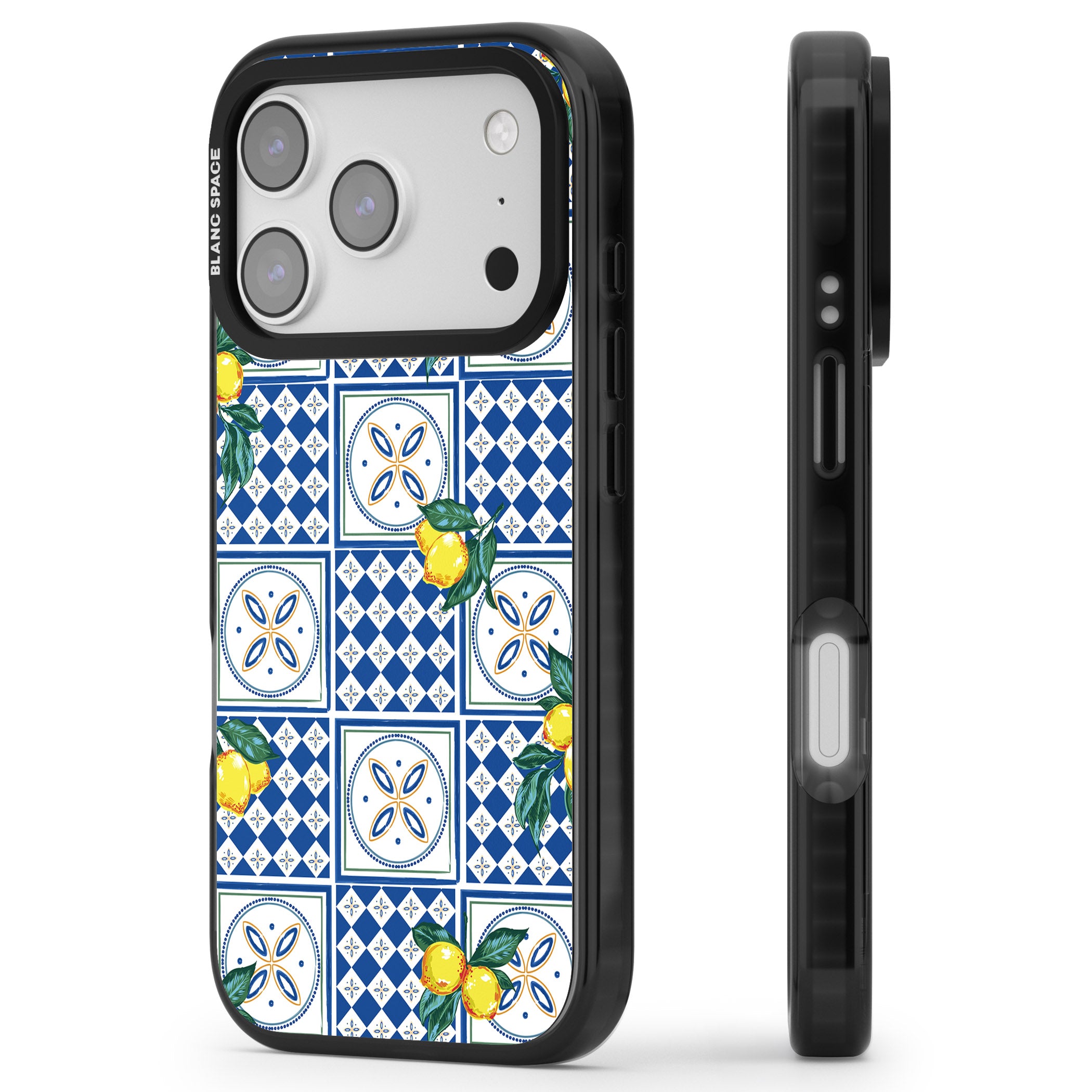 Lemon Tiles iPhone 17 Pro Impact Black Phone Case Side Profile