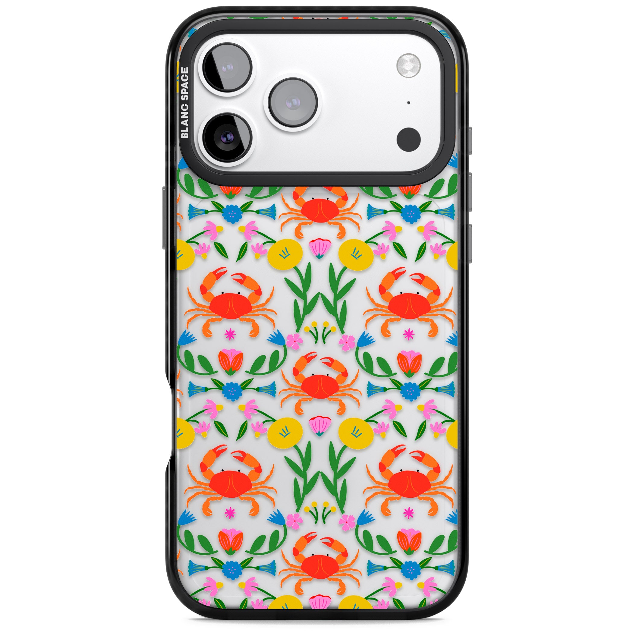 Crabs Flowers iPhone 17 Pro Impact Black Phone Case