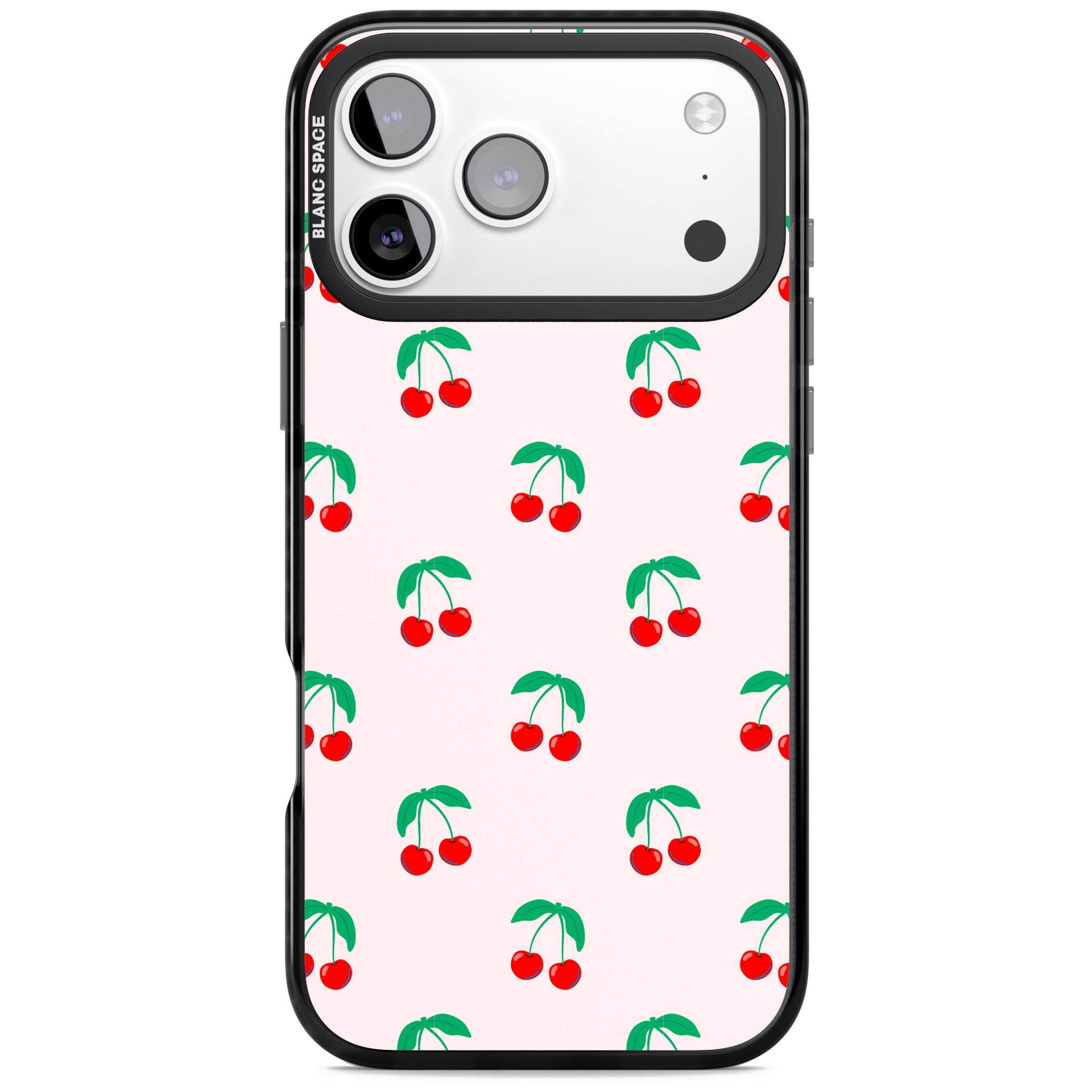 Cute Cherry Pattern iPhone 17 Pro Impact Black Phone Case